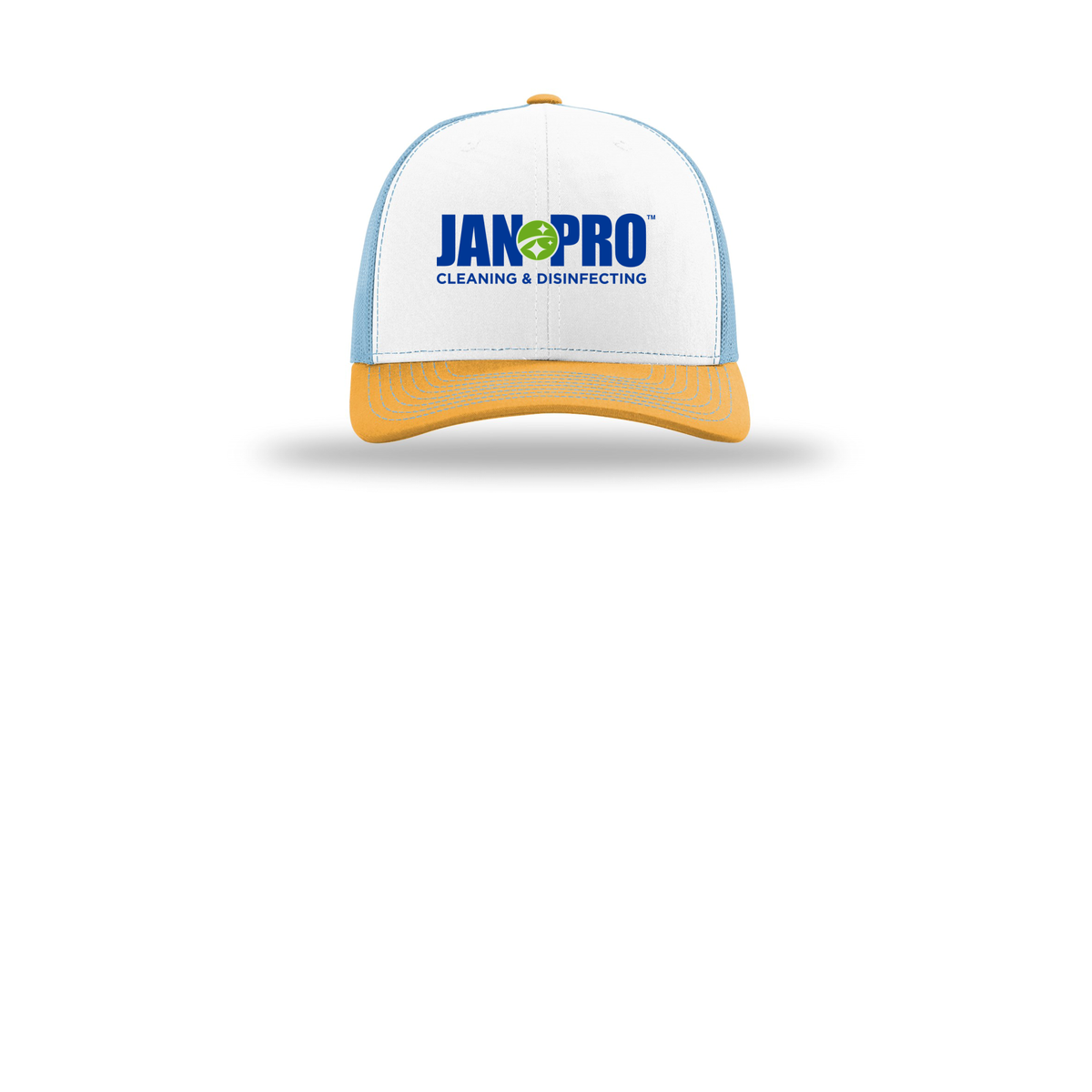 jan-pro-richardson-trucker-cap-embroidery-capfront-R112-whitecolumbiablueyellow-flat-front