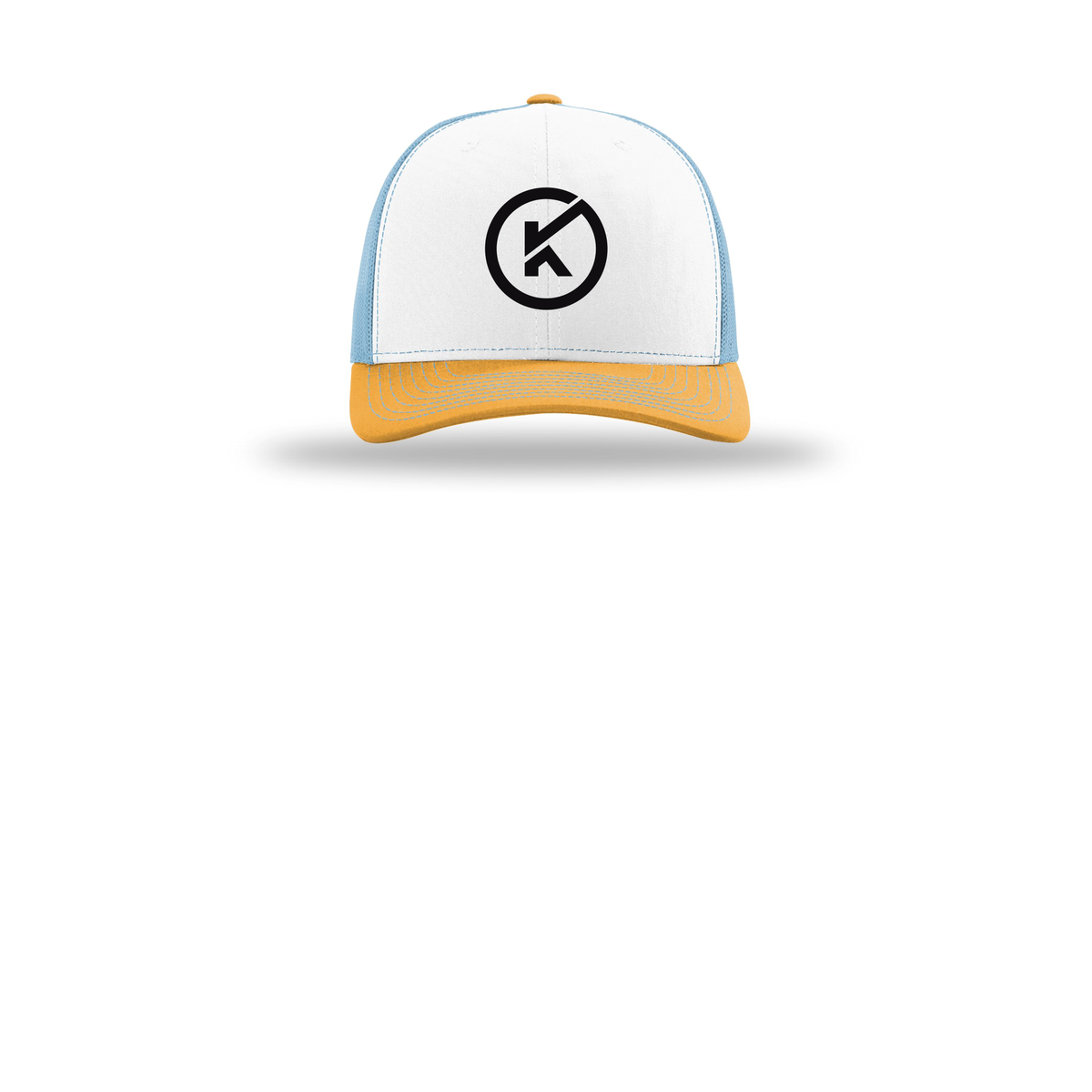 kitmanlabs-richardson-trucker-cap-embroidery-capfront-R112-whitecolumbiablueyellow-flat-front