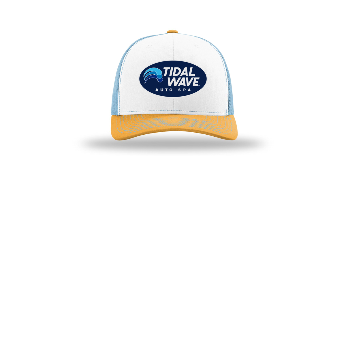 tidalwaveautospa-richardson-trucker-cap-embroidery-capfront-R112-whitecolumbiablueyellow-flat-front