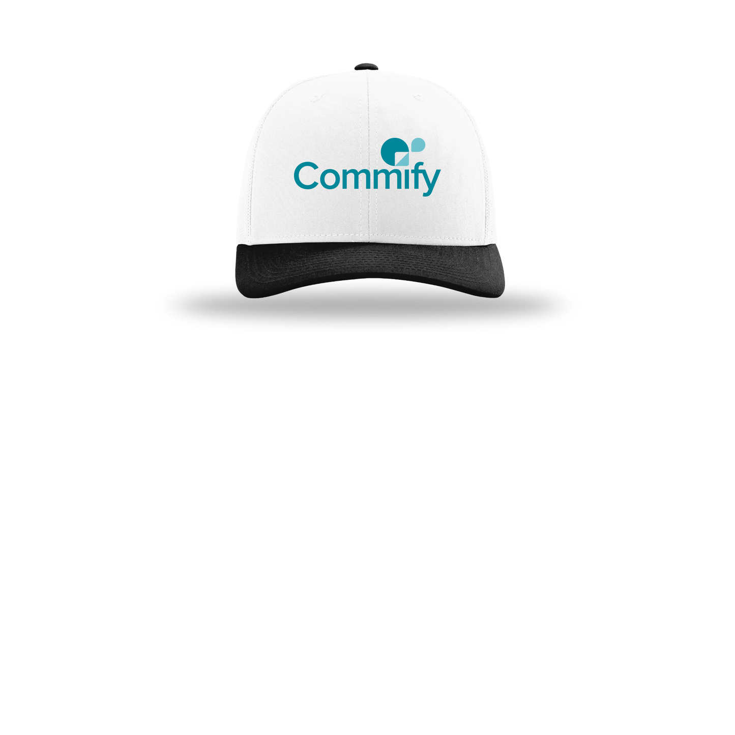 commify-richardson-trucker-cap-embroidery-capfront-R112-whitewhiteblack-flat-front