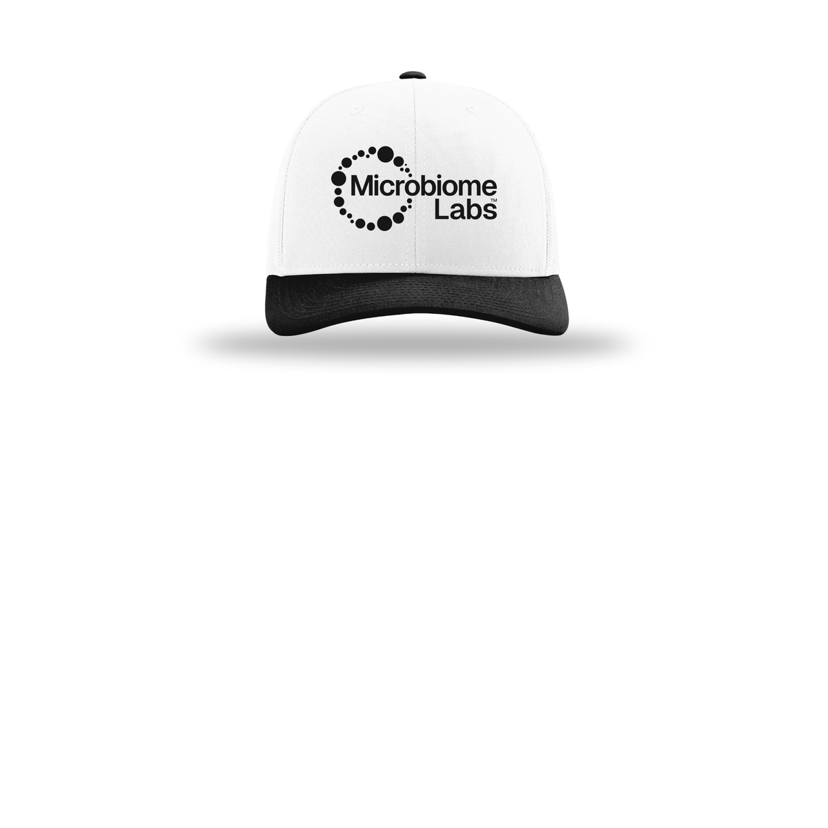 microbiomelabs-richardson-trucker-cap-embroidery-capfront-R112-whitewhiteblack-flat-front