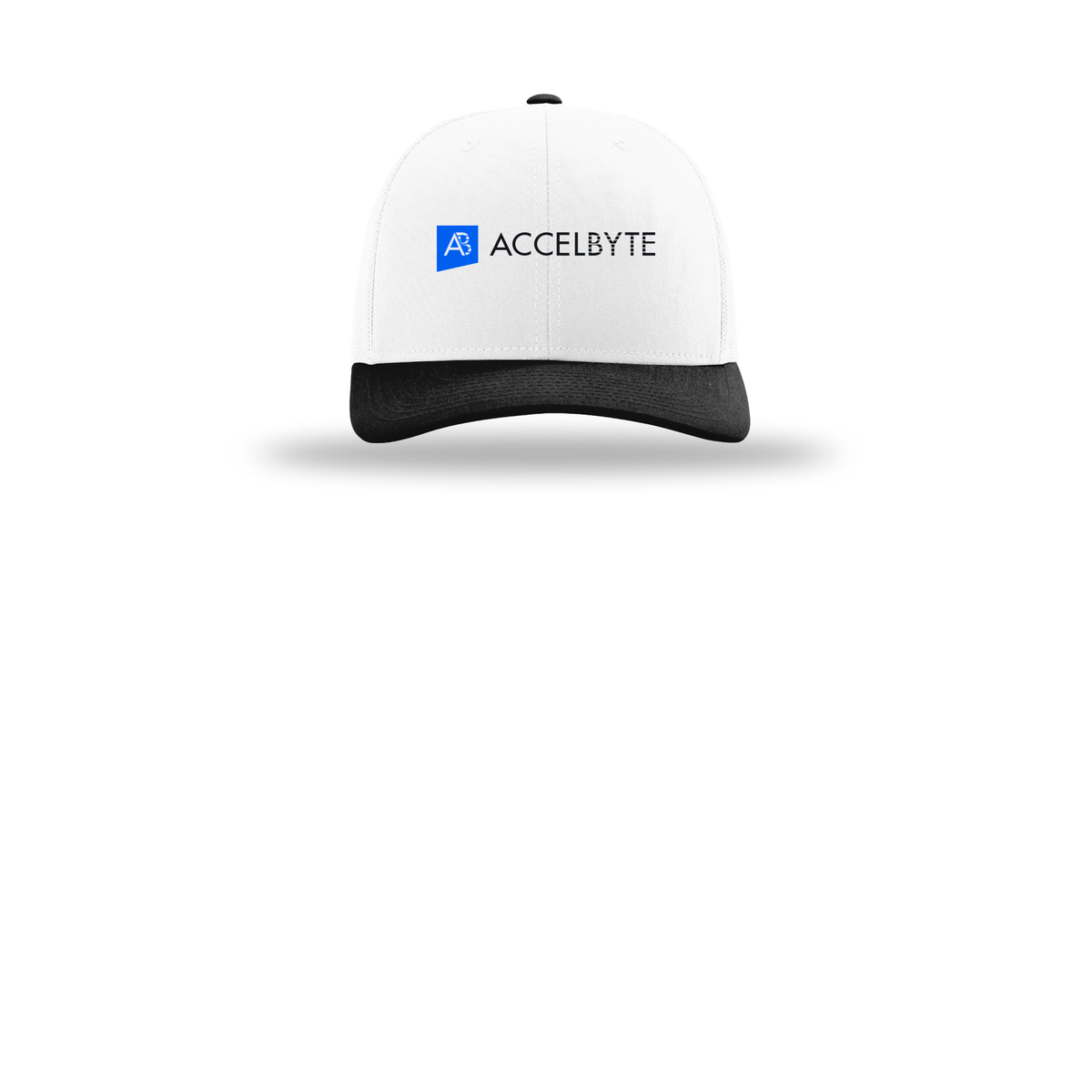 accelbyte-richardson-trucker-cap-embroidery-capfront-R112-whitewhiteblack-flat-front