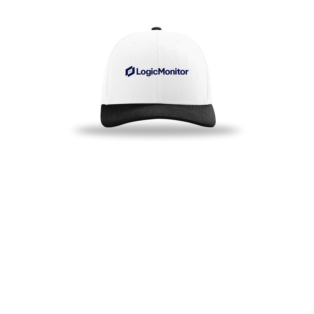 logicmonitor-richardson-trucker-cap-embroidery-capfront-R112-whitewhiteblack-flat-front