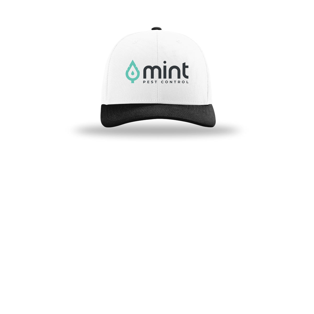 mintpest-richardson-trucker-cap-embroidery-capfront-R112-whitewhiteblack-flat-front