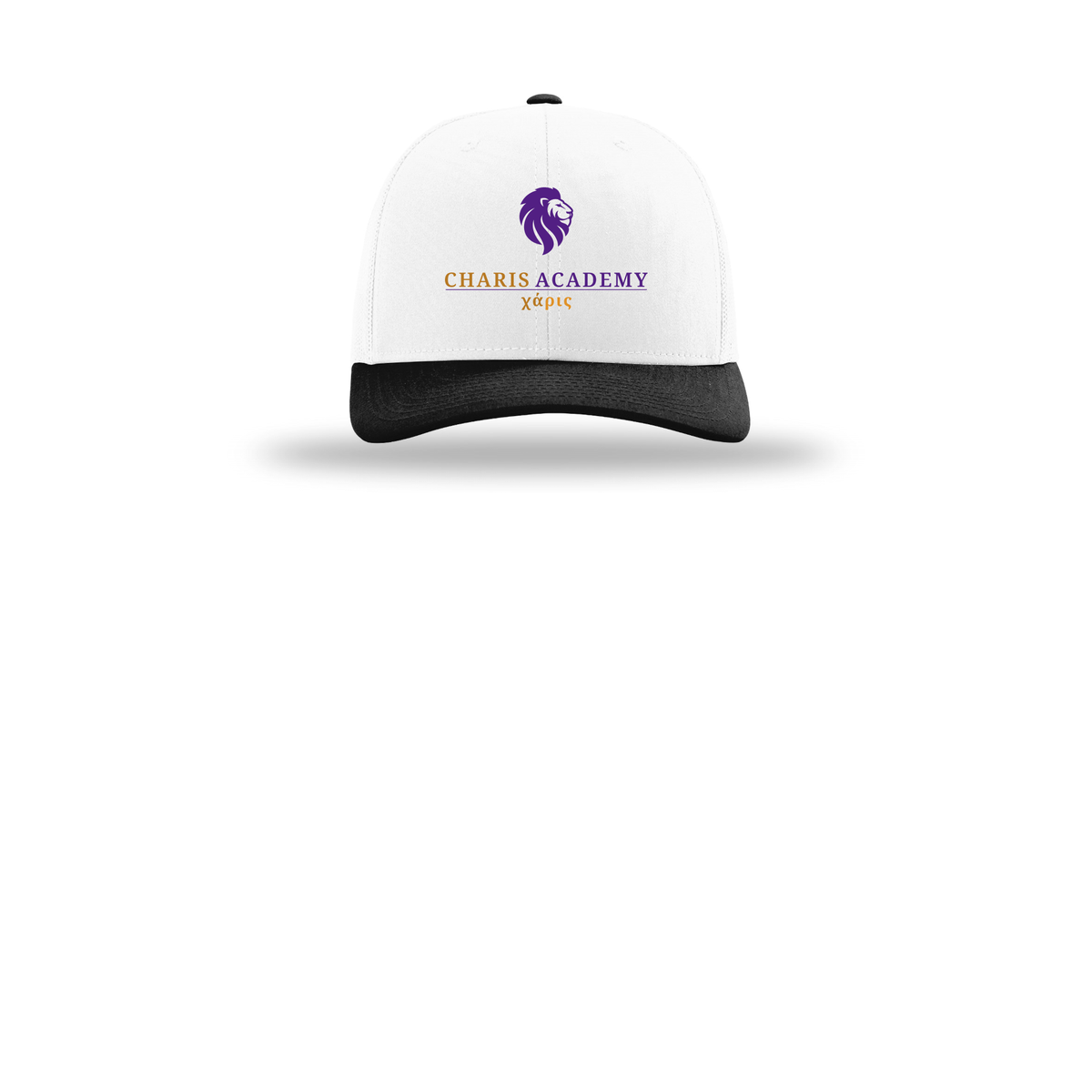 cahazleton-richardson-trucker-cap-embroidery-capfront-R112-whitewhiteblack-flat-front