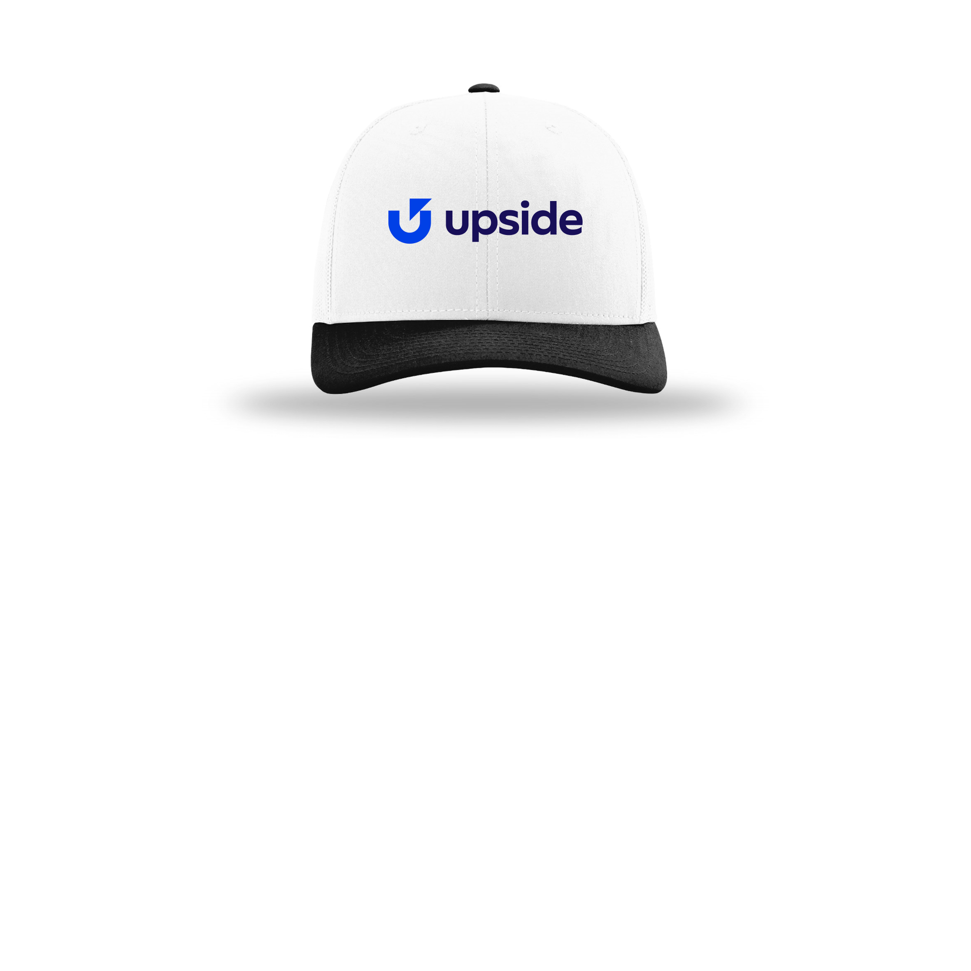 upside-richardson-trucker-cap-embroidery-capfront-R112-whitewhiteblack-flat-front