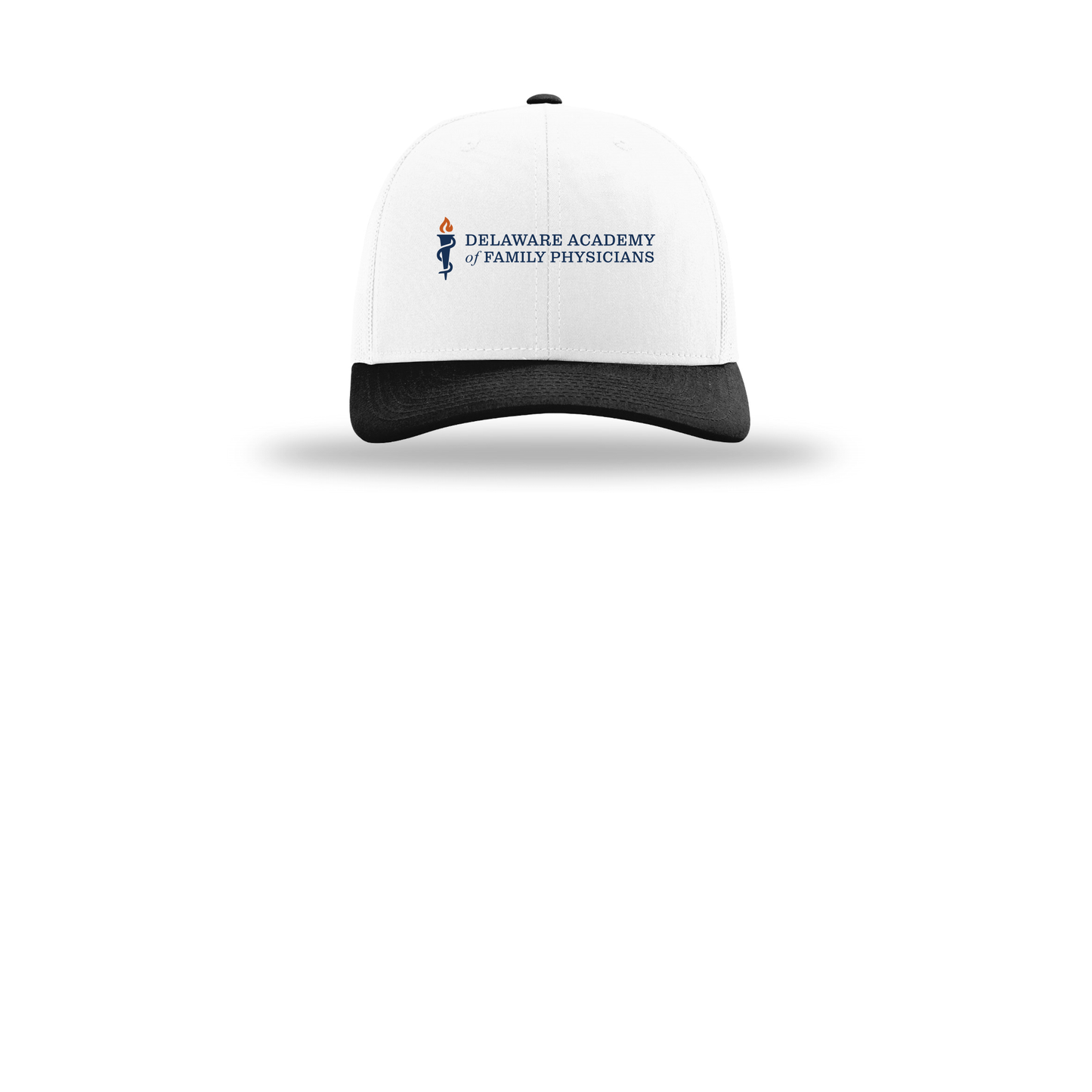 delfamdoc-richardson-trucker-cap-embroidery-capfront-R112-whitewhiteblack-flat-front