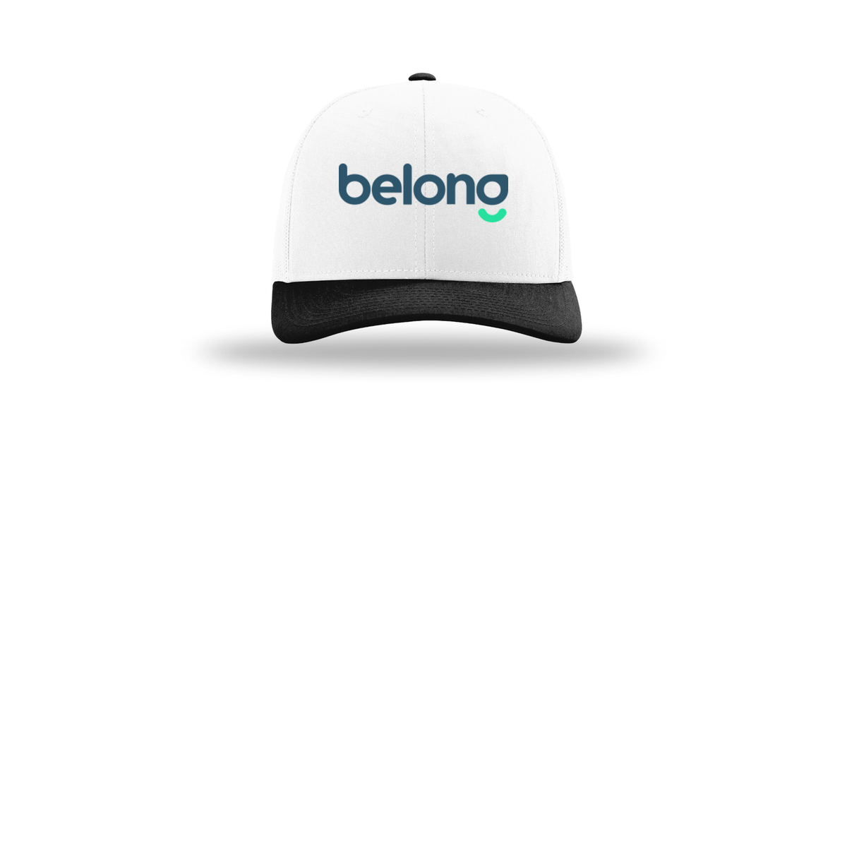 belonghome-richardson-trucker-cap-embroidery-capfront-R112-whitewhiteblack-flat-front