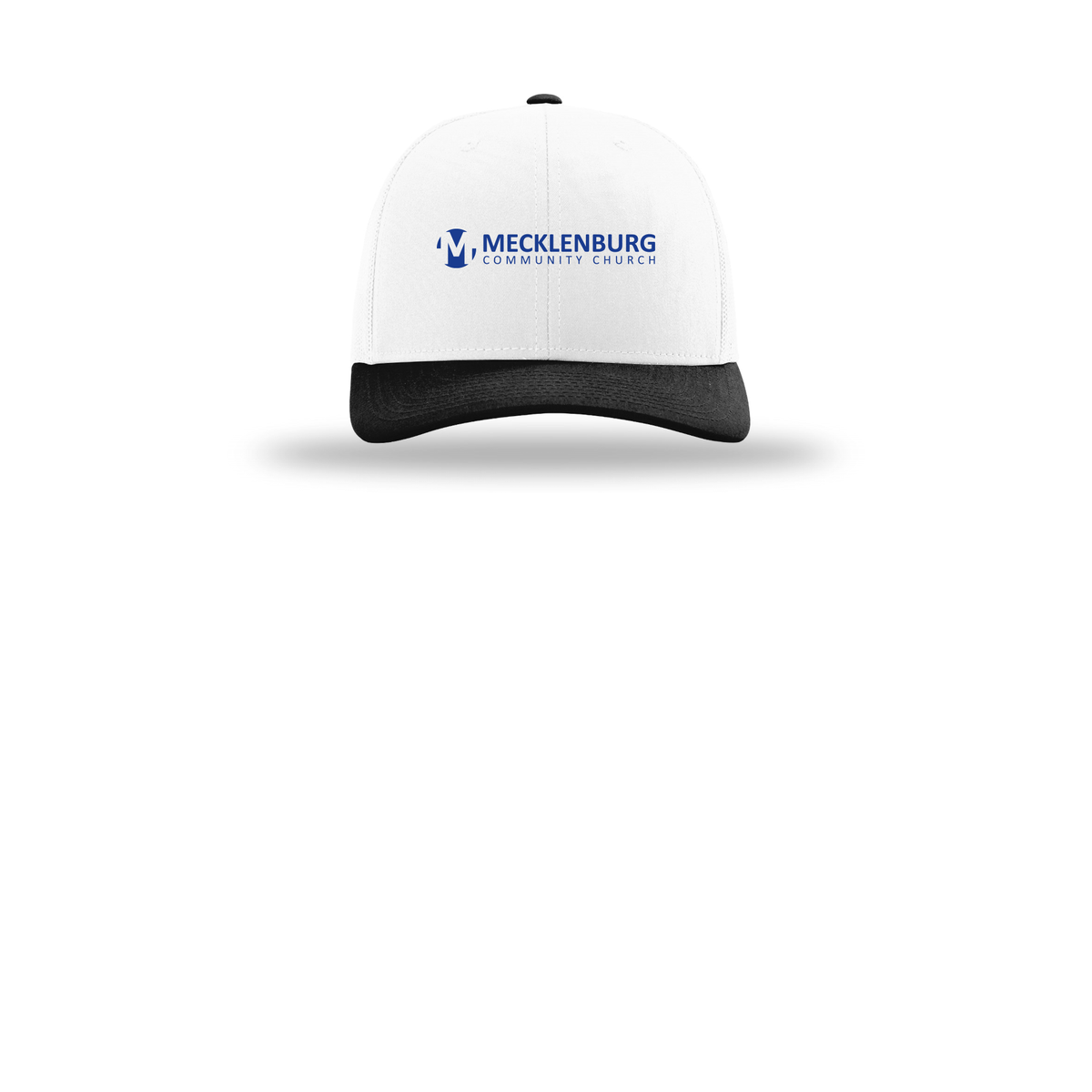 mecklenburg-richardson-trucker-cap-embroidery-capfront-R112-whitewhiteblack-flat-front
