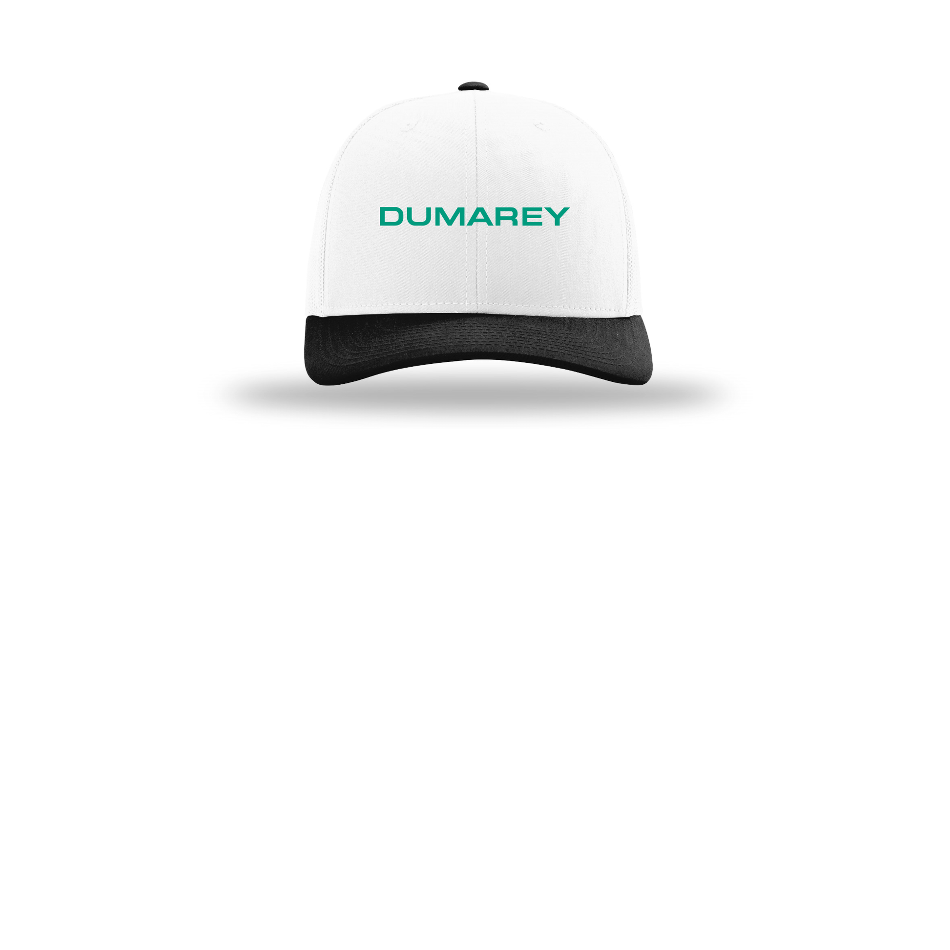 dumarey-richardson-trucker-cap-embroidery-capfront-R112-whitewhiteblack-flat-front