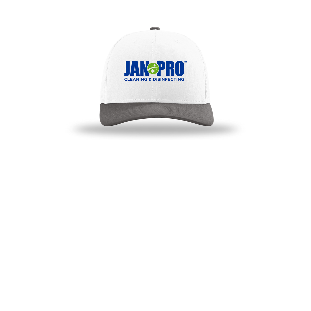 jan-pro-richardson-trucker-cap-embroidery-capfront-R112-whitewhitecharcoal-flat-front