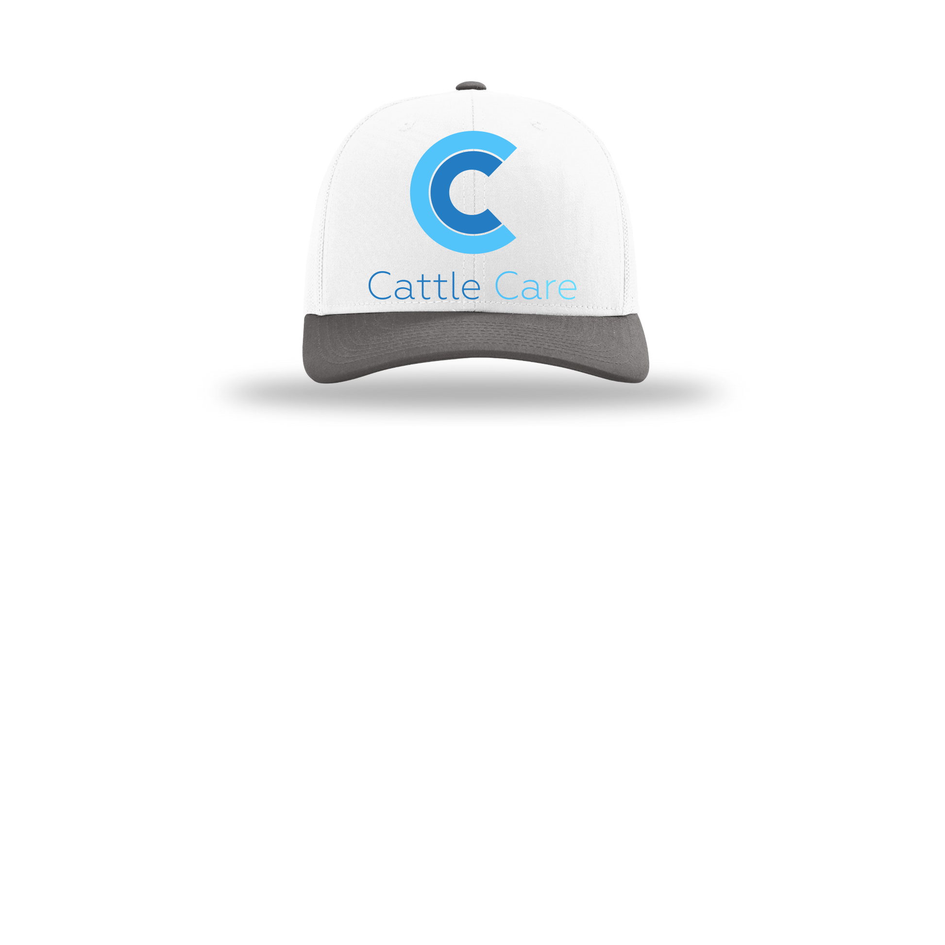 cattle-care-richardson-trucker-cap-embroidery-capfront-R112-whitewhitecharcoal-flat-front