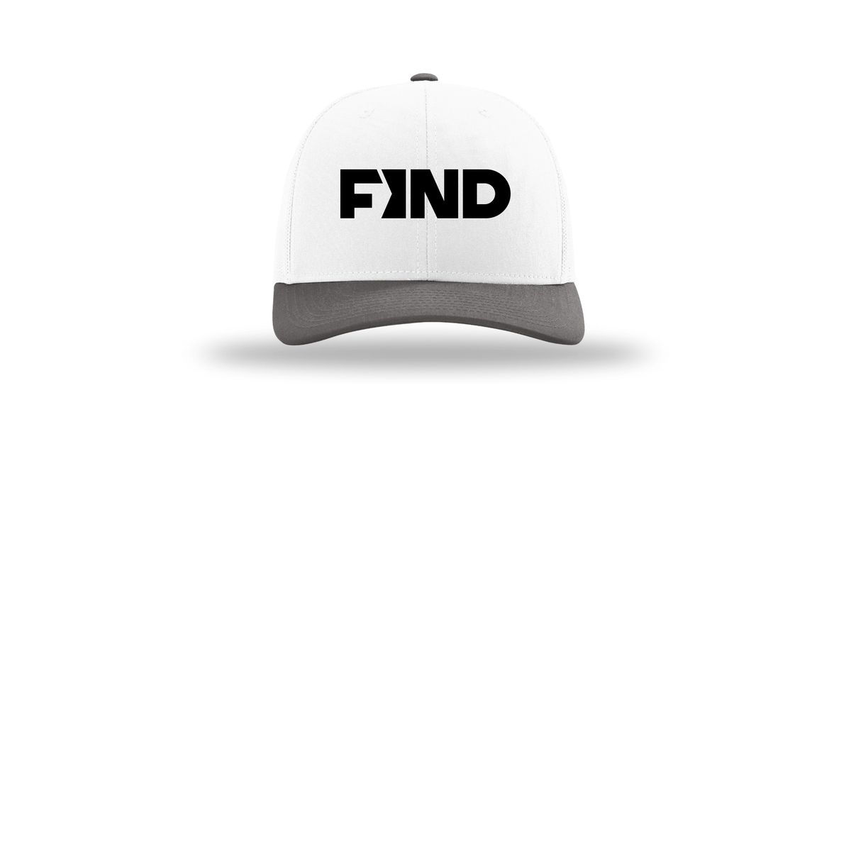 findrealestate-richardson-trucker-cap-embroidery-capfront-R112-whitewhitecharcoal-flat-front