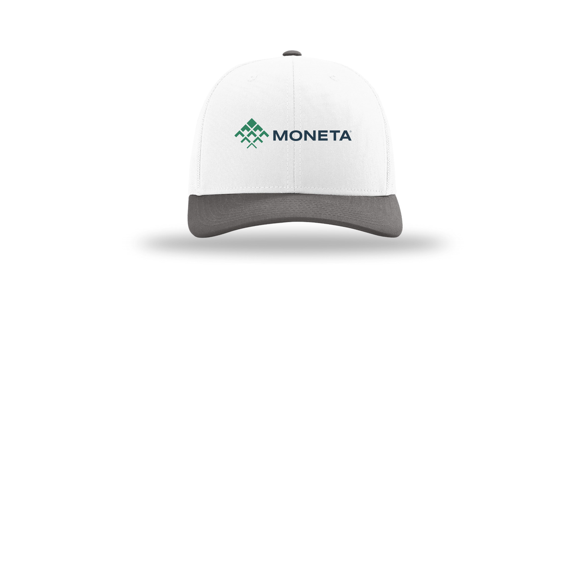 monetagroup-richardson-trucker-cap-embroidery-capfront-R112-whitewhitecharcoal-flat-front