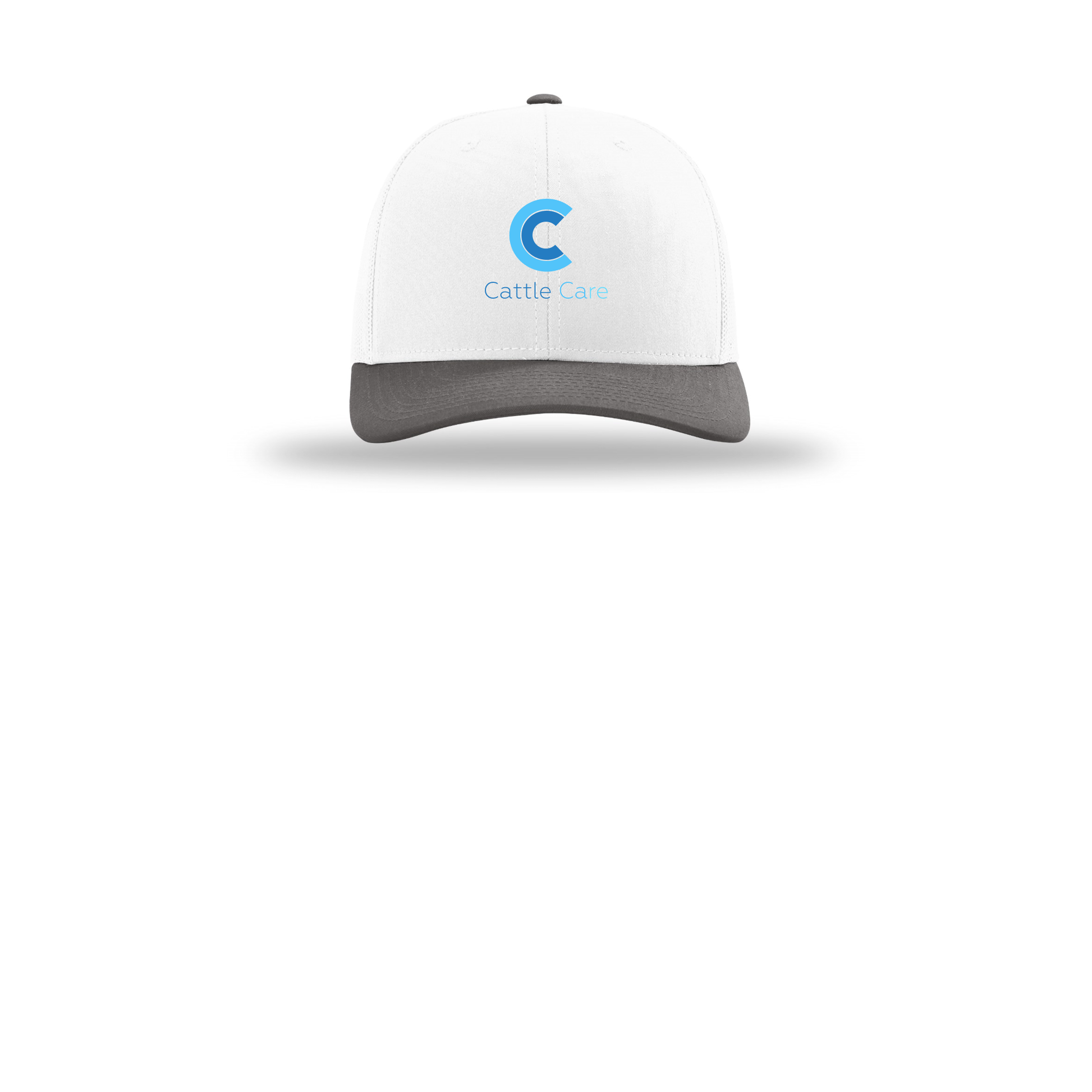 cattle-care-richardson-trucker-cap-embroidery-capfront-R112-whitewhitecharcoal-flat-front