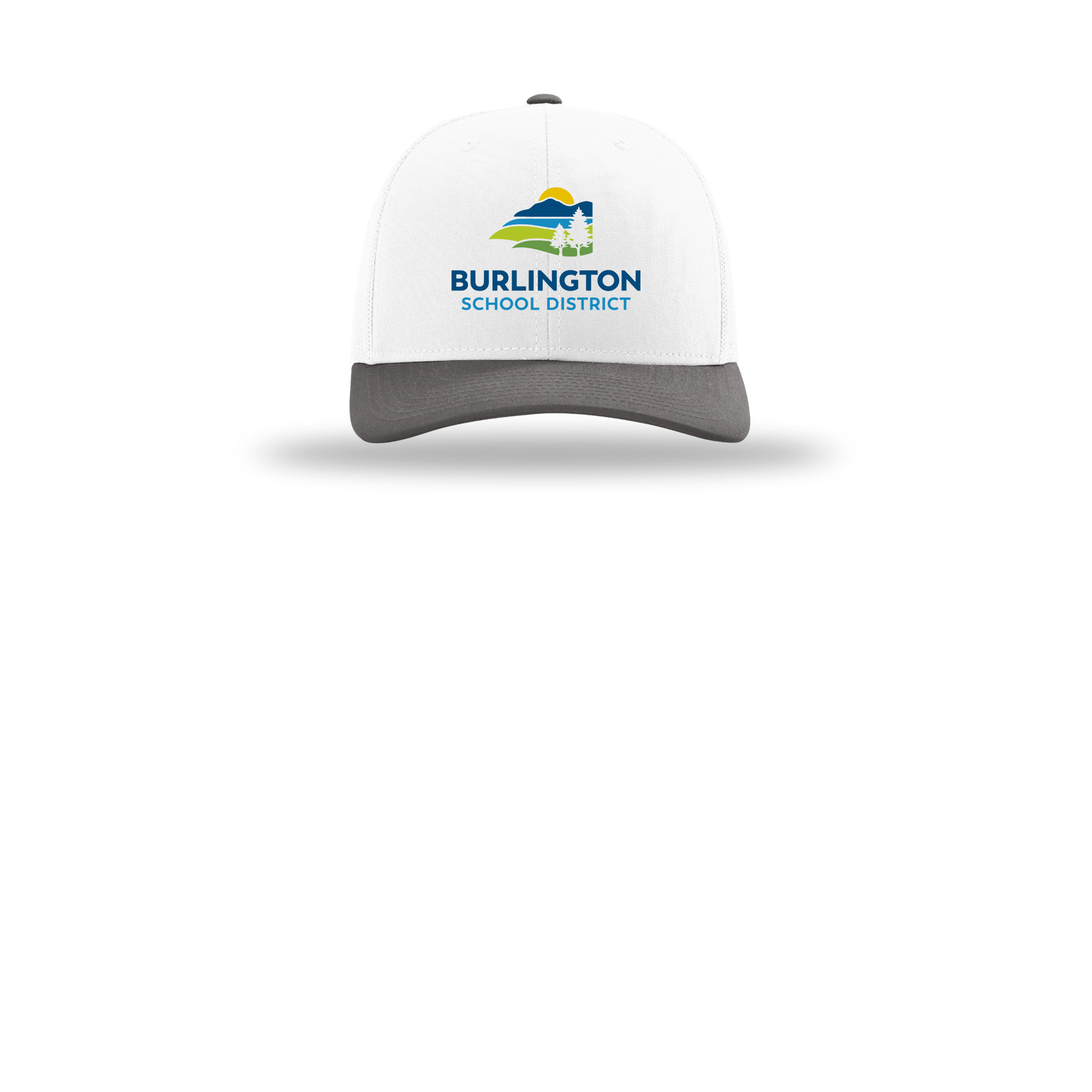bsdvt-richardson-trucker-cap-embroidery-capfront-R112-whitewhitecharcoal-flat-front