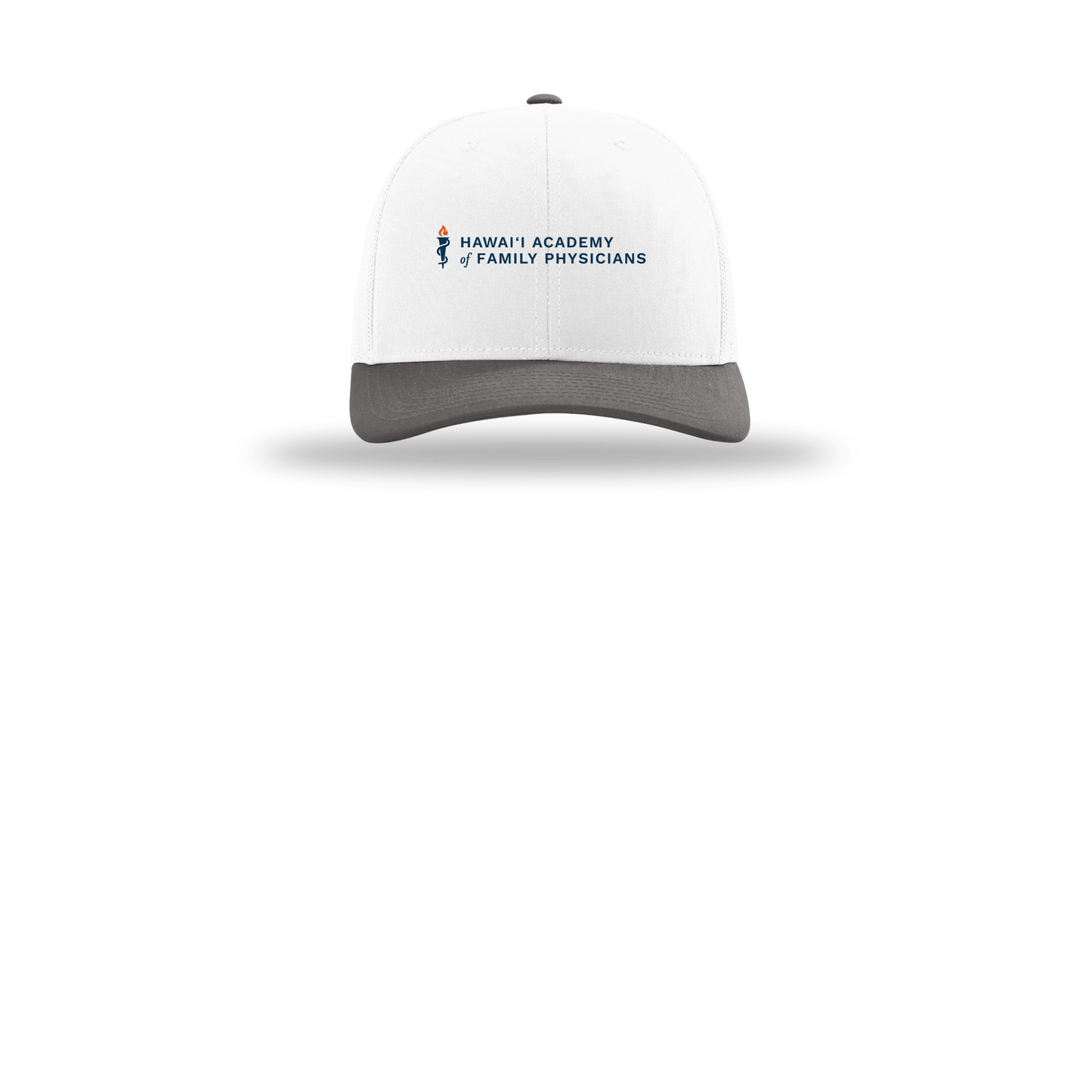 hafp-richardson-trucker-cap-embroidery-capfront-R112-whitewhitecharcoal-flat-front