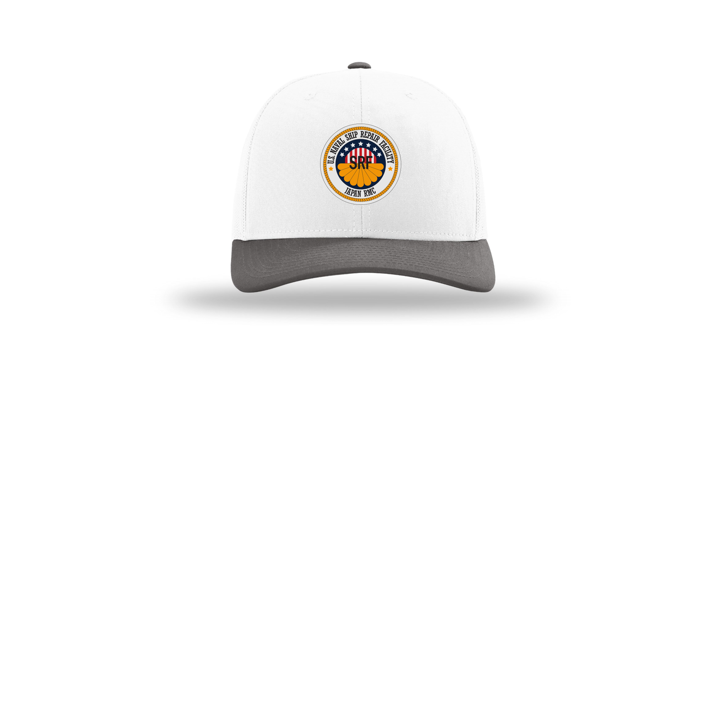 srf-jrmc-richardson-trucker-cap-embroidery-capfront-R112-whitewhitecharcoal-flat-front
