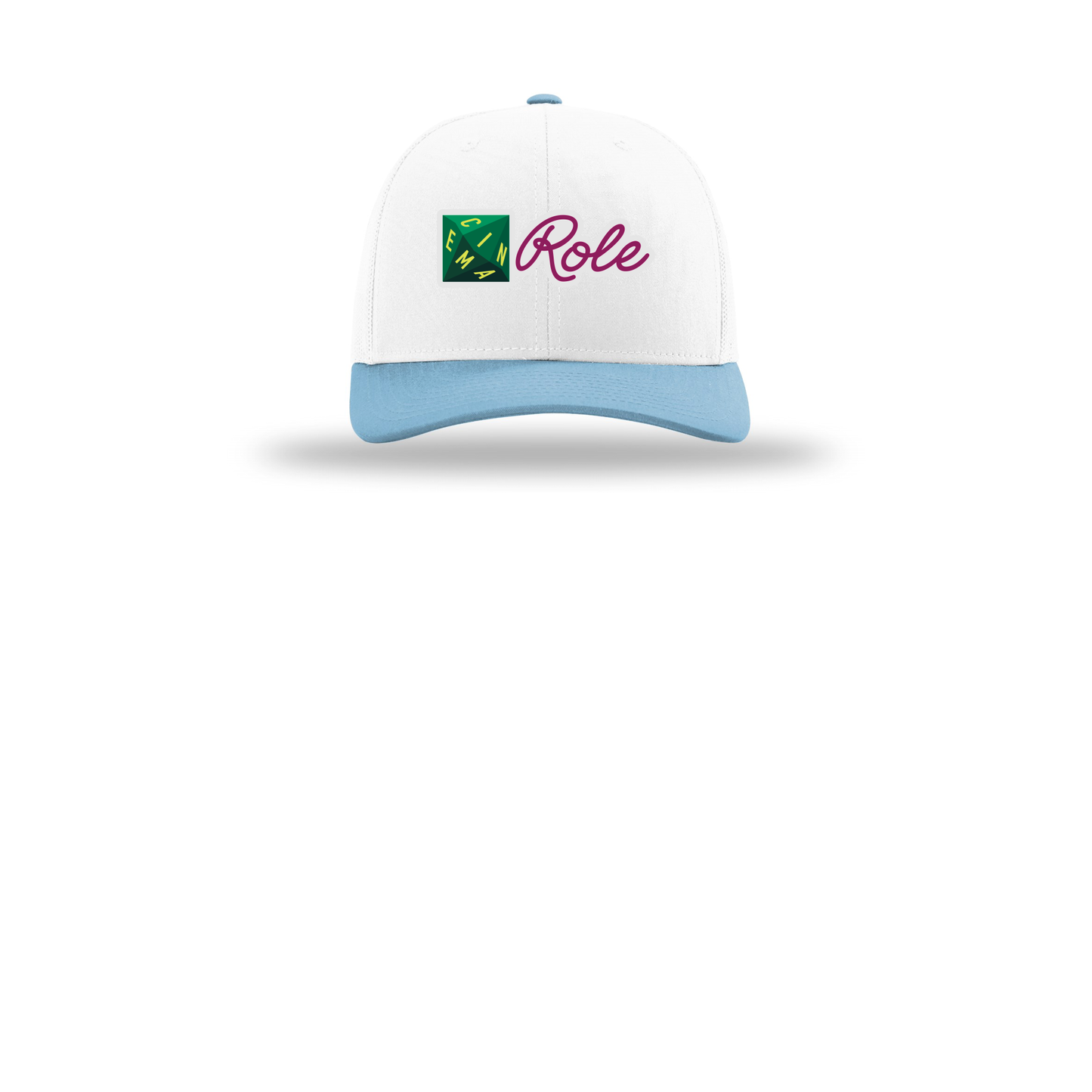 cinemarole-richardson-trucker-cap-embroidery-capfront-R112-whitewhitecolumbiablue-flat-front