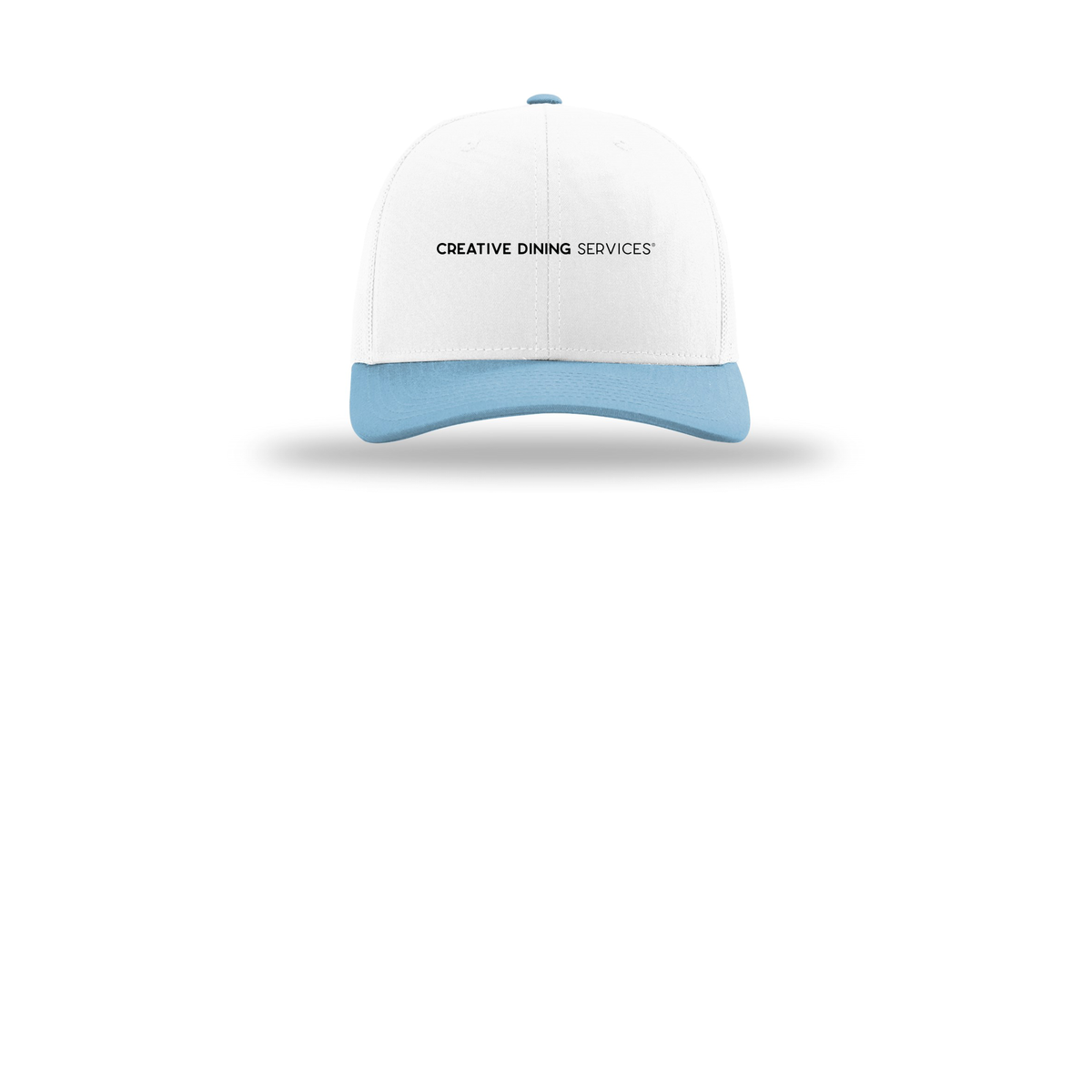 creativedining-richardson-trucker-cap-embroidery-capfront-R112-whitewhitecolumbiablue-flat-front