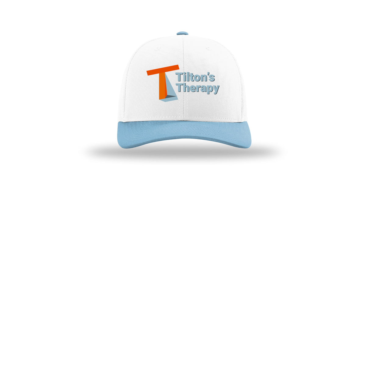 tiltonstherapy-richardson-trucker-cap-embroidery-capfront-R112-whitewhitecolumbiablue-flat-front