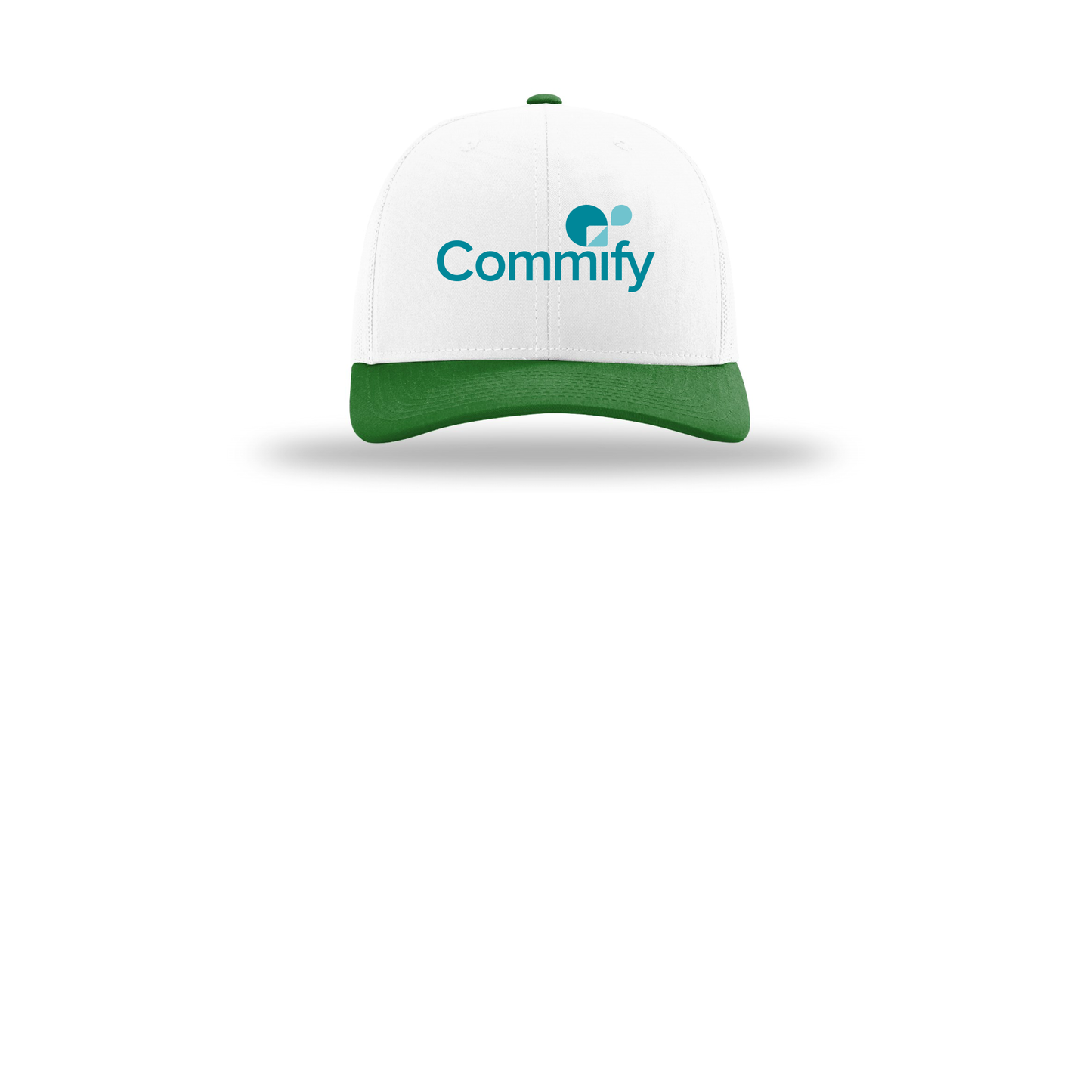 commify-richardson-trucker-cap-embroidery-capfront-R112-whitewhitekelly-flat-front