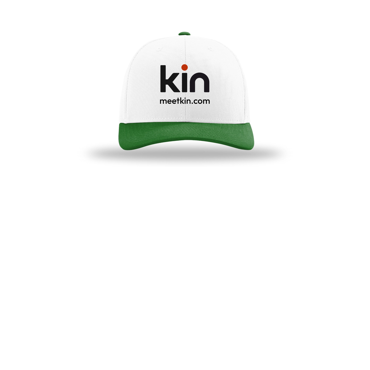 kin-richardson-trucker-cap-embroidery-capfront-R112-whitewhitekelly-flat-front
