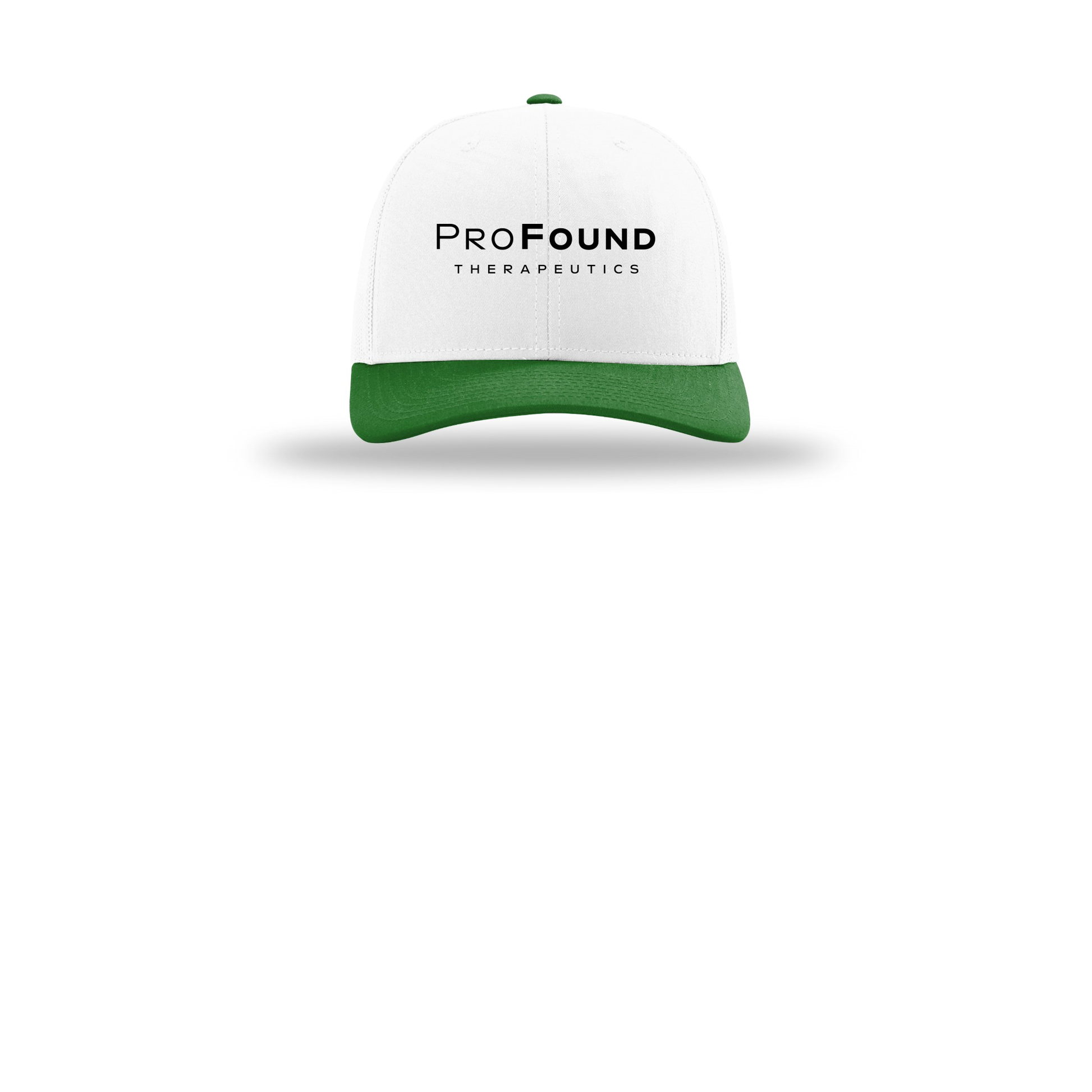 profoundtx-richardson-trucker-cap-embroidery-capfront-R112-whitewhitekelly-flat-front