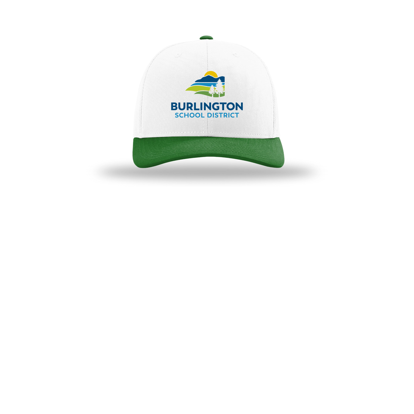 bsdvt-richardson-trucker-cap-embroidery-capfront-R112-whitewhitekelly-flat-front