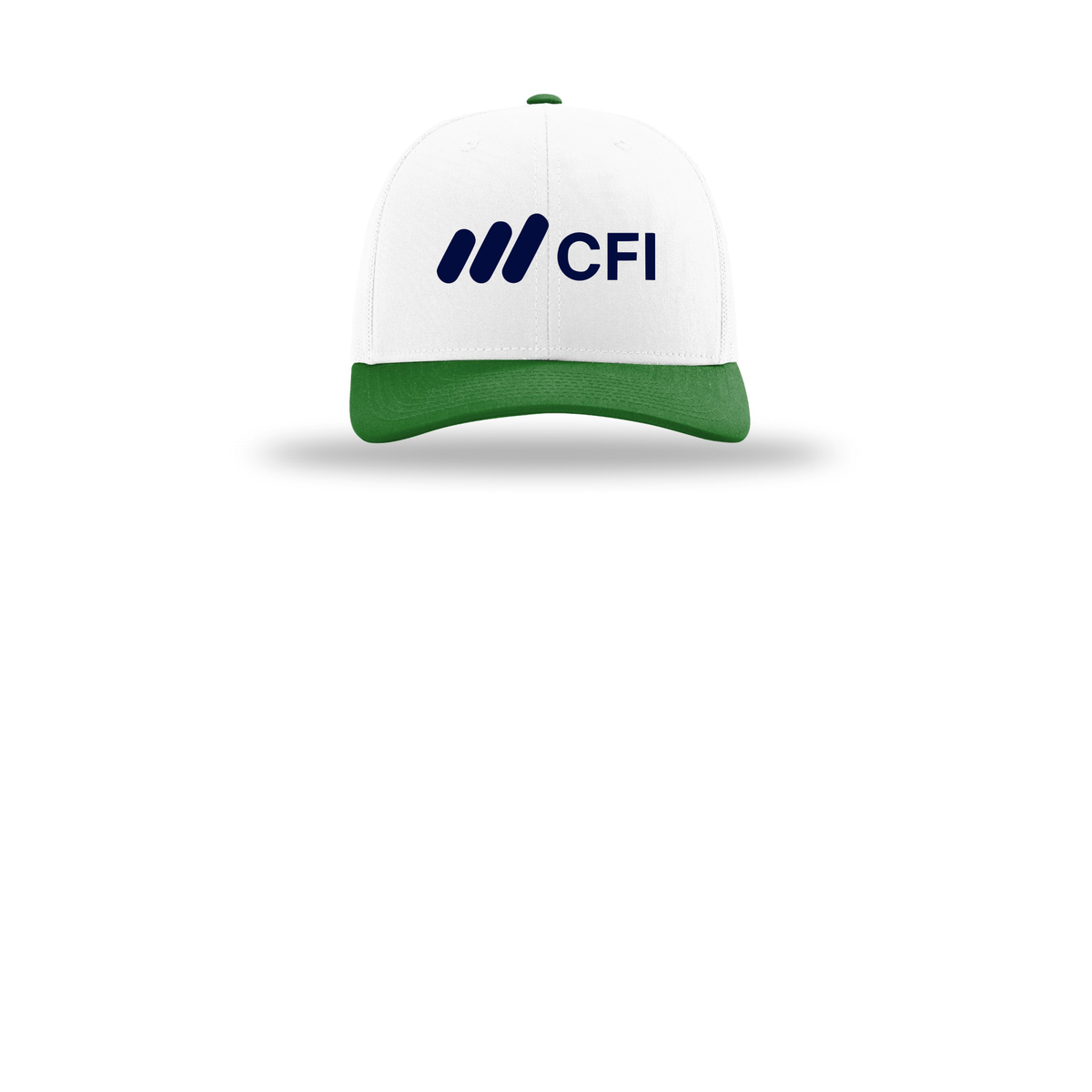corporatefinanceinstitute-richardson-trucker-cap-embroidery-capfront-R112-whitewhitekelly-flat-front
