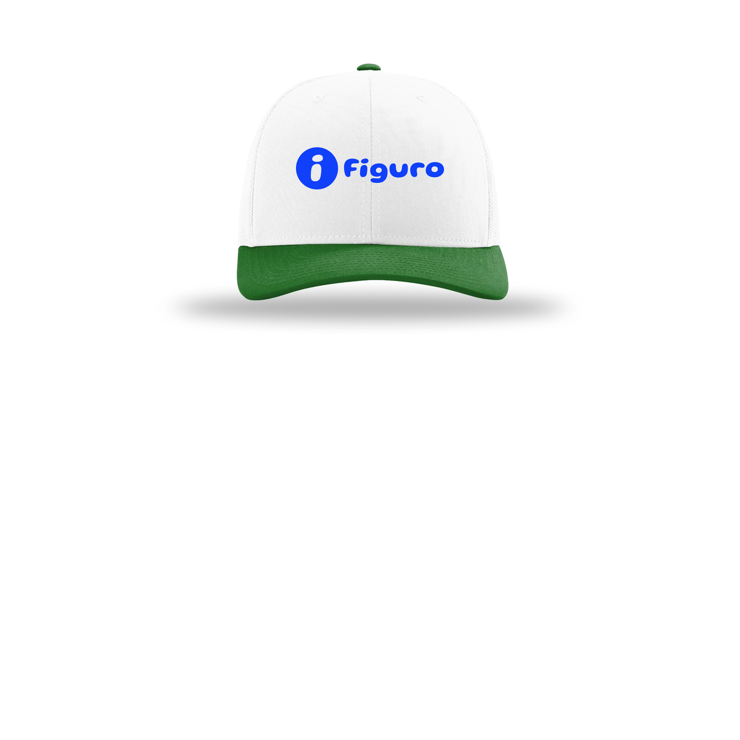 getfiguro-richardson-trucker-cap-embroidery-capfront-R112-whitewhitekelly-flat-front