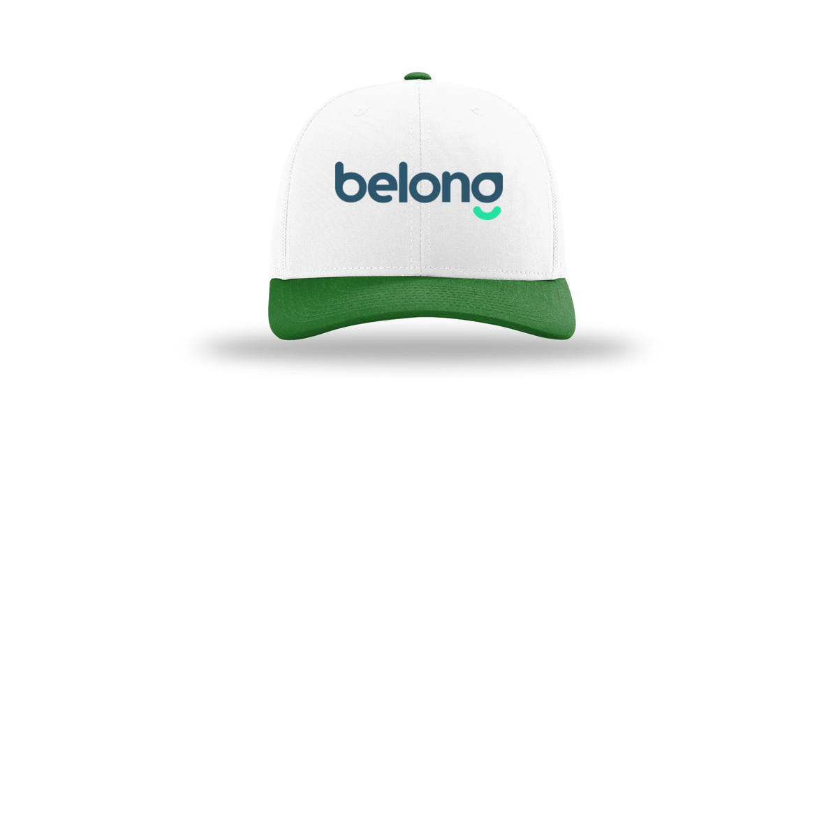 belonghome-richardson-trucker-cap-embroidery-capfront-R112-whitewhitekelly-flat-front