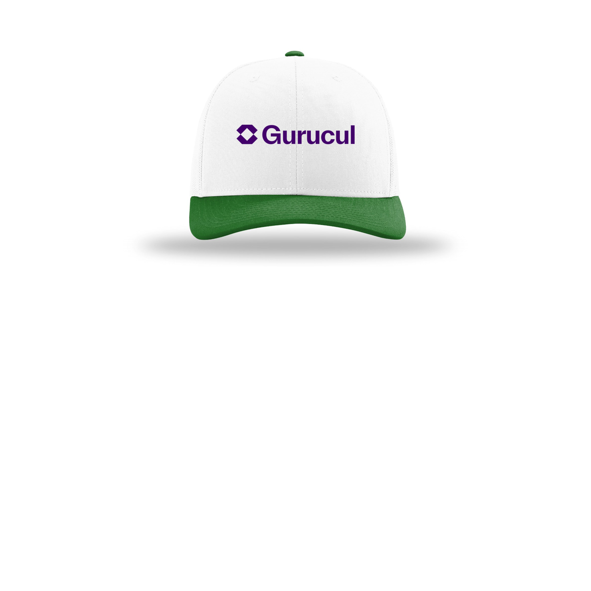 gurucul-richardson-trucker-cap-embroidery-capfront-R112-whitewhitekelly-flat-front