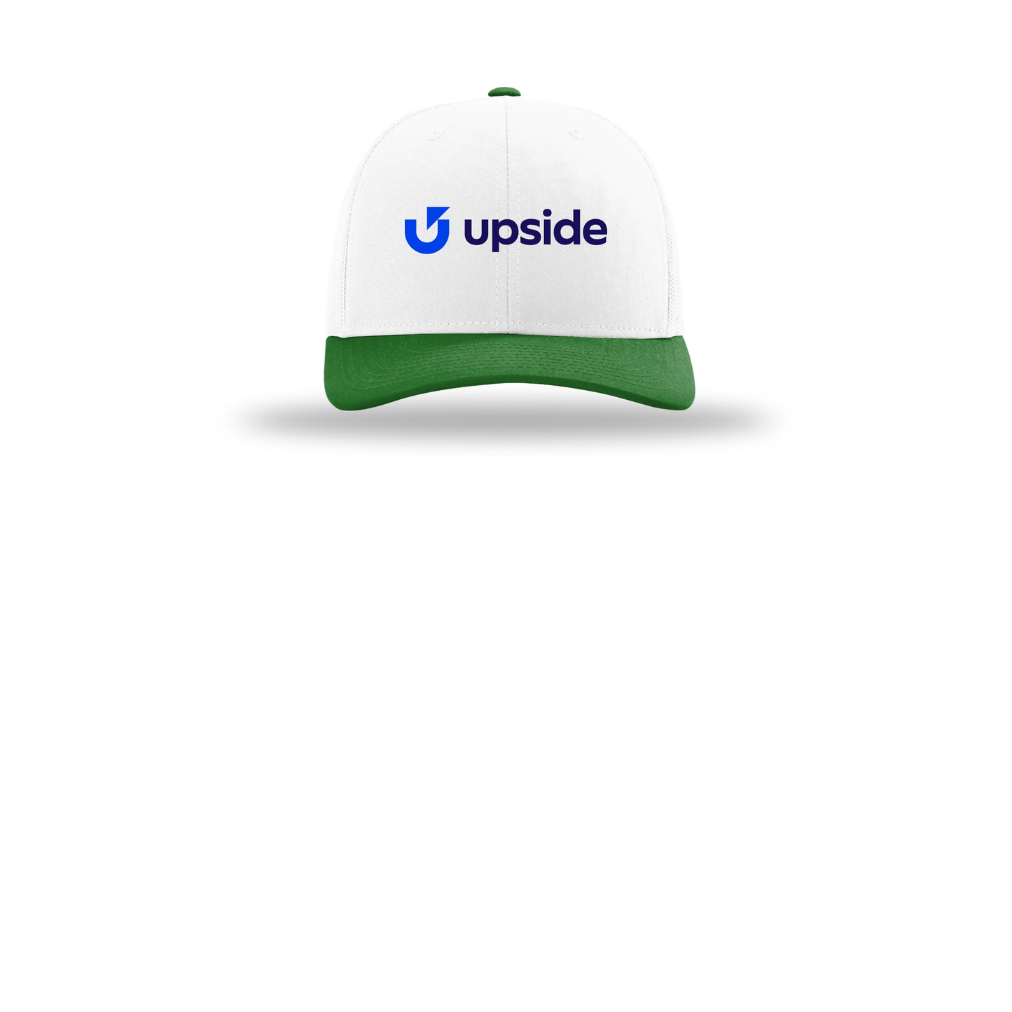 upside-richardson-trucker-cap-embroidery-capfront-R112-whitewhitekelly-flat-front