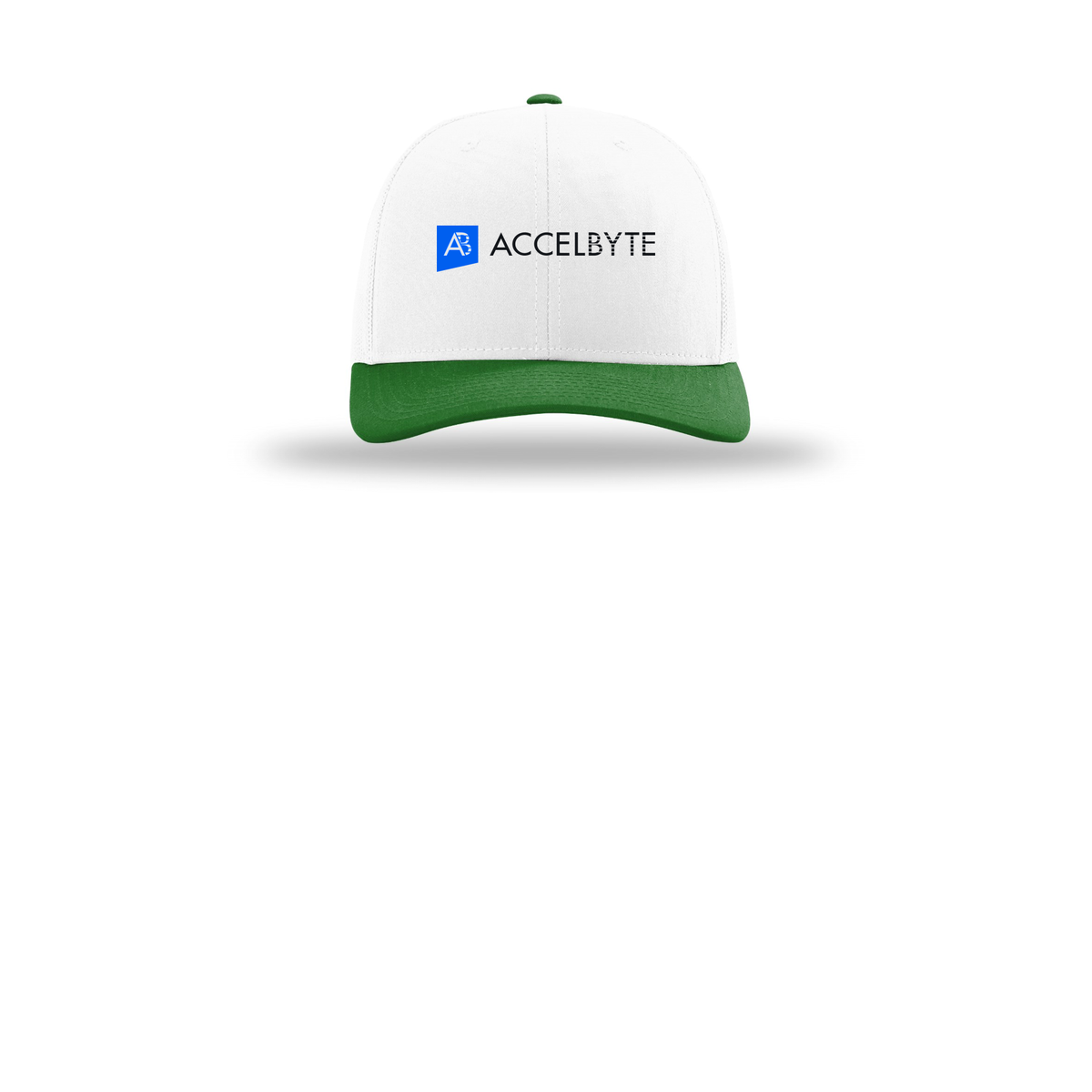 accelbyte-richardson-trucker-cap-embroidery-capfront-R112-whitewhitekelly-flat-front