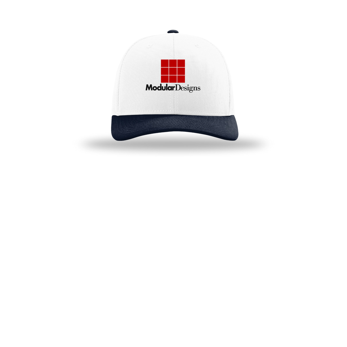 modulardesignsflooring-richardson-trucker-cap-embroidery-capfront-R112-whitewhitenavy-flat-front