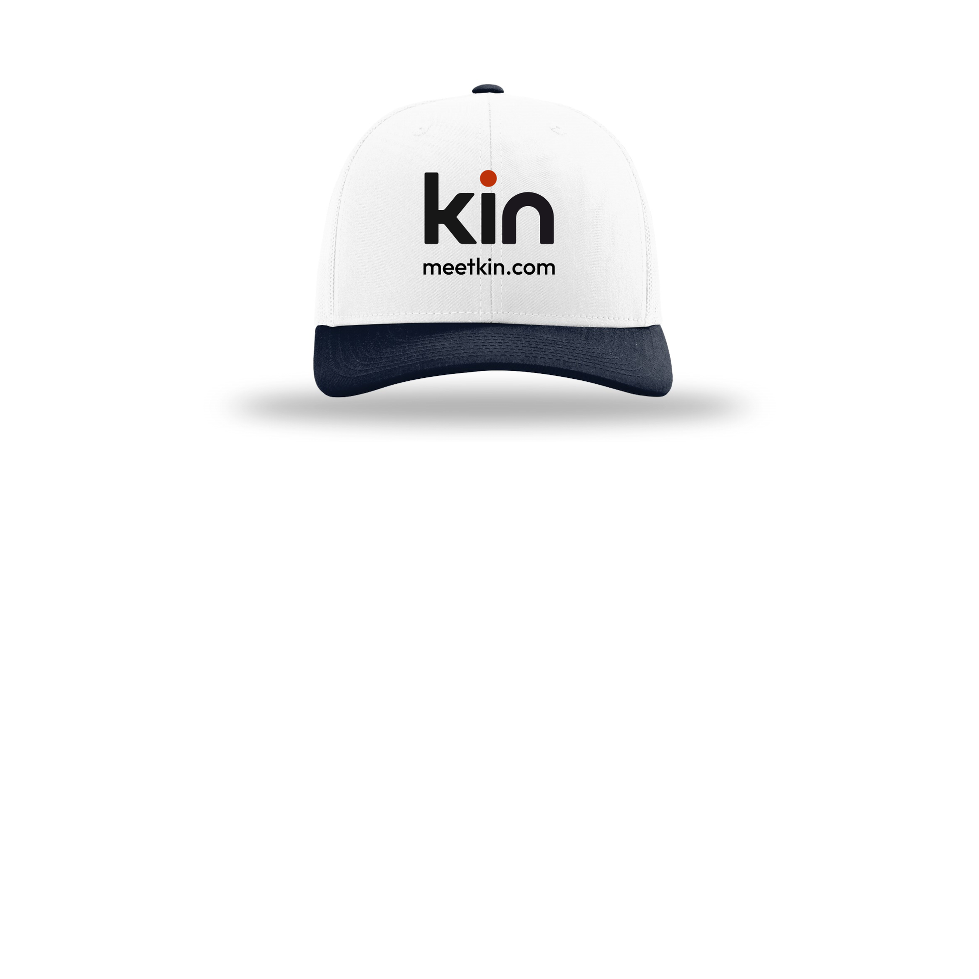 kin-richardson-trucker-cap-embroidery-capfront-R112-whitewhitenavy-flat-front