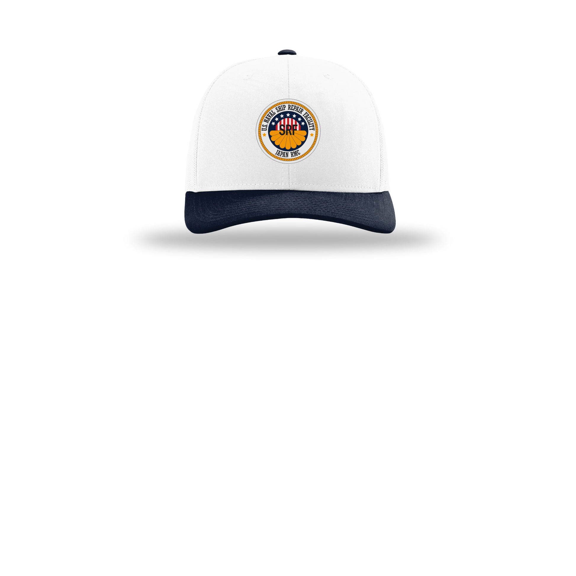 srf-jrmc-richardson-trucker-cap-embroidery-capfront-R112-whitewhitenavy-flat-front