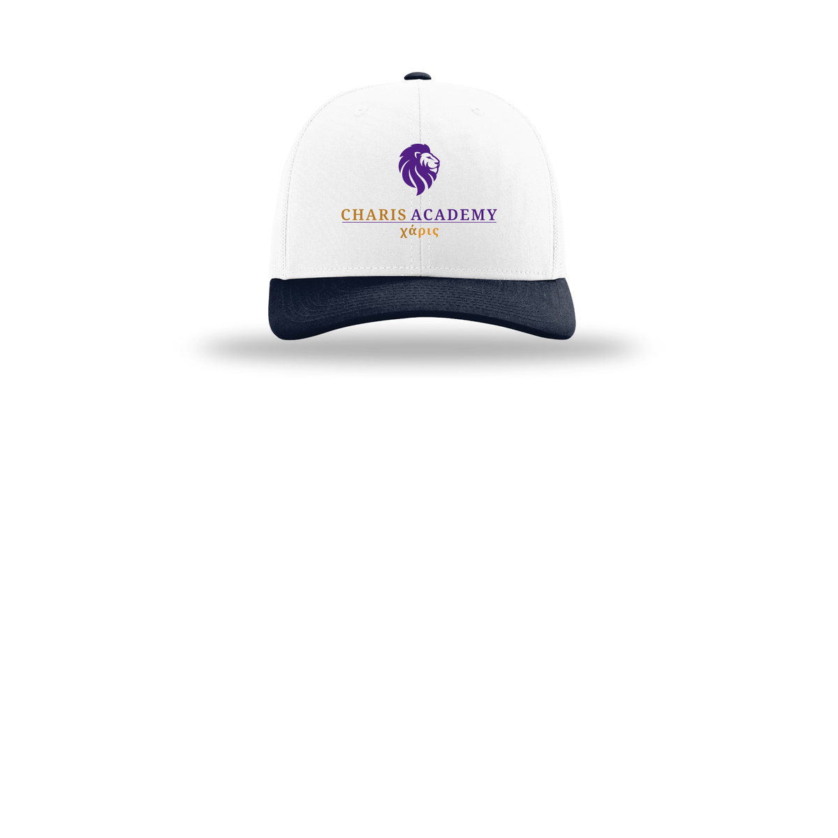 cahazleton-richardson-trucker-cap-embroidery-capfront-R112-whitewhitenavy-flat-front