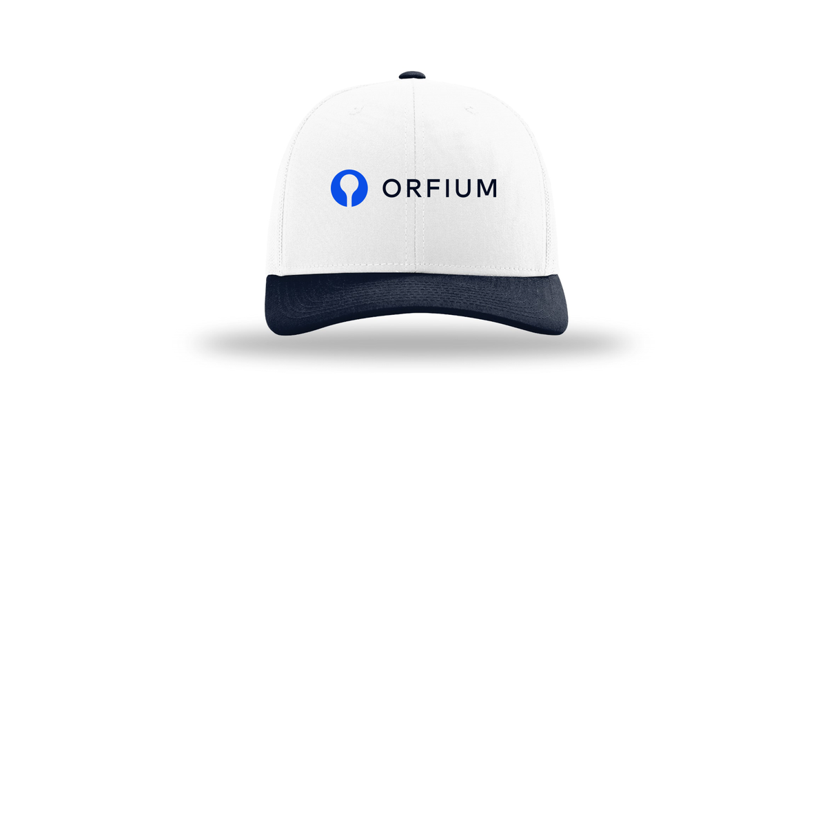 orfium-richardson-trucker-cap-embroidery-capfront-R112-whitewhitenavy-flat-front