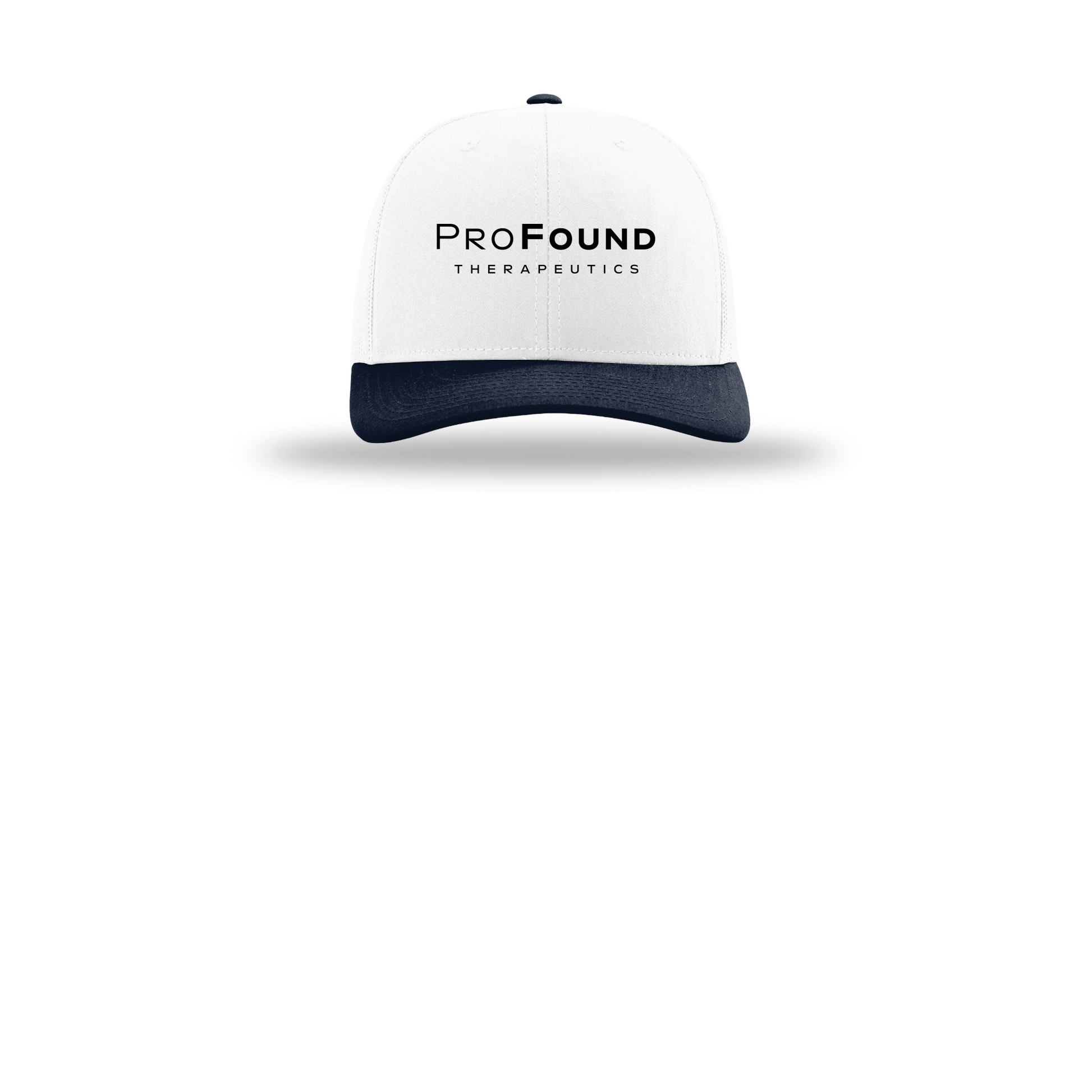 profoundtx-richardson-trucker-cap-embroidery-capfront-R112-whitewhitenavy-flat-front