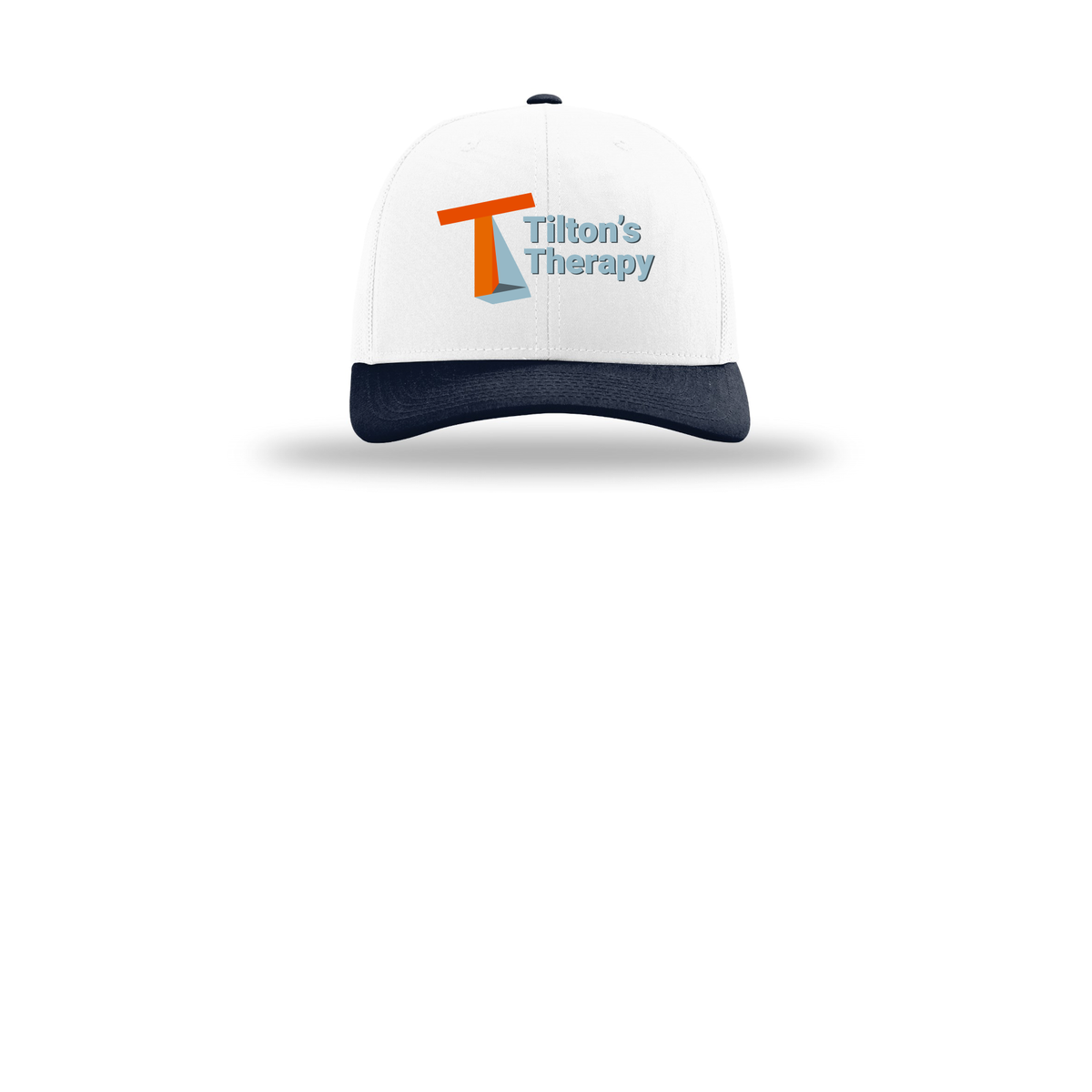 tiltonstherapy-richardson-trucker-cap-embroidery-capfront-R112-whitewhitenavy-flat-front