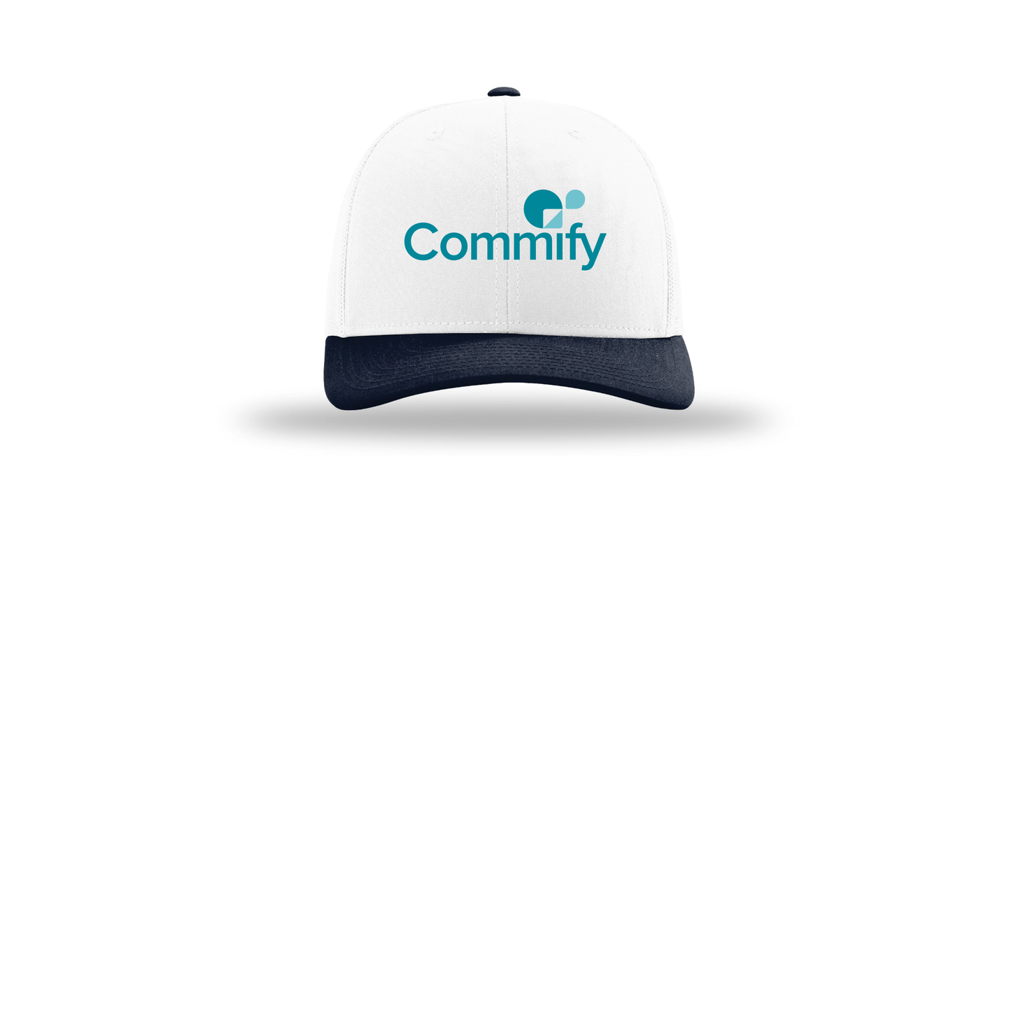 commify-richardson-trucker-cap-embroidery-capfront-R112-whitewhitenavy-flat-front