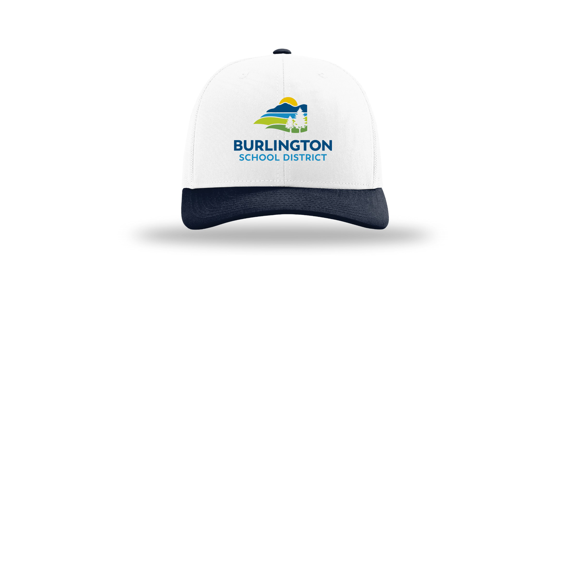 bsdvt-richardson-trucker-cap-embroidery-capfront-R112-whitewhitenavy-flat-front