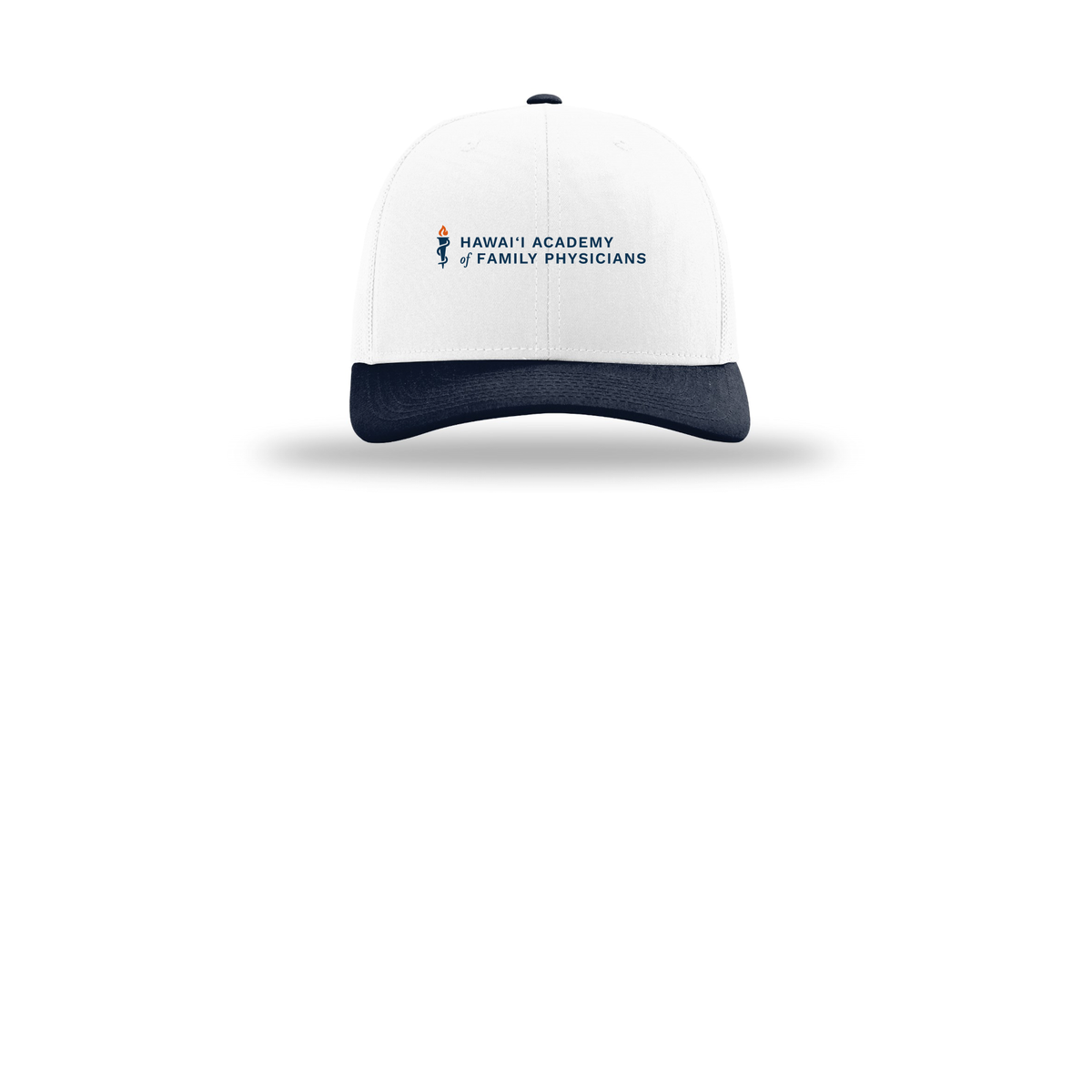 hafp-richardson-trucker-cap-embroidery-capfront-R112-whitewhitenavy-flat-front