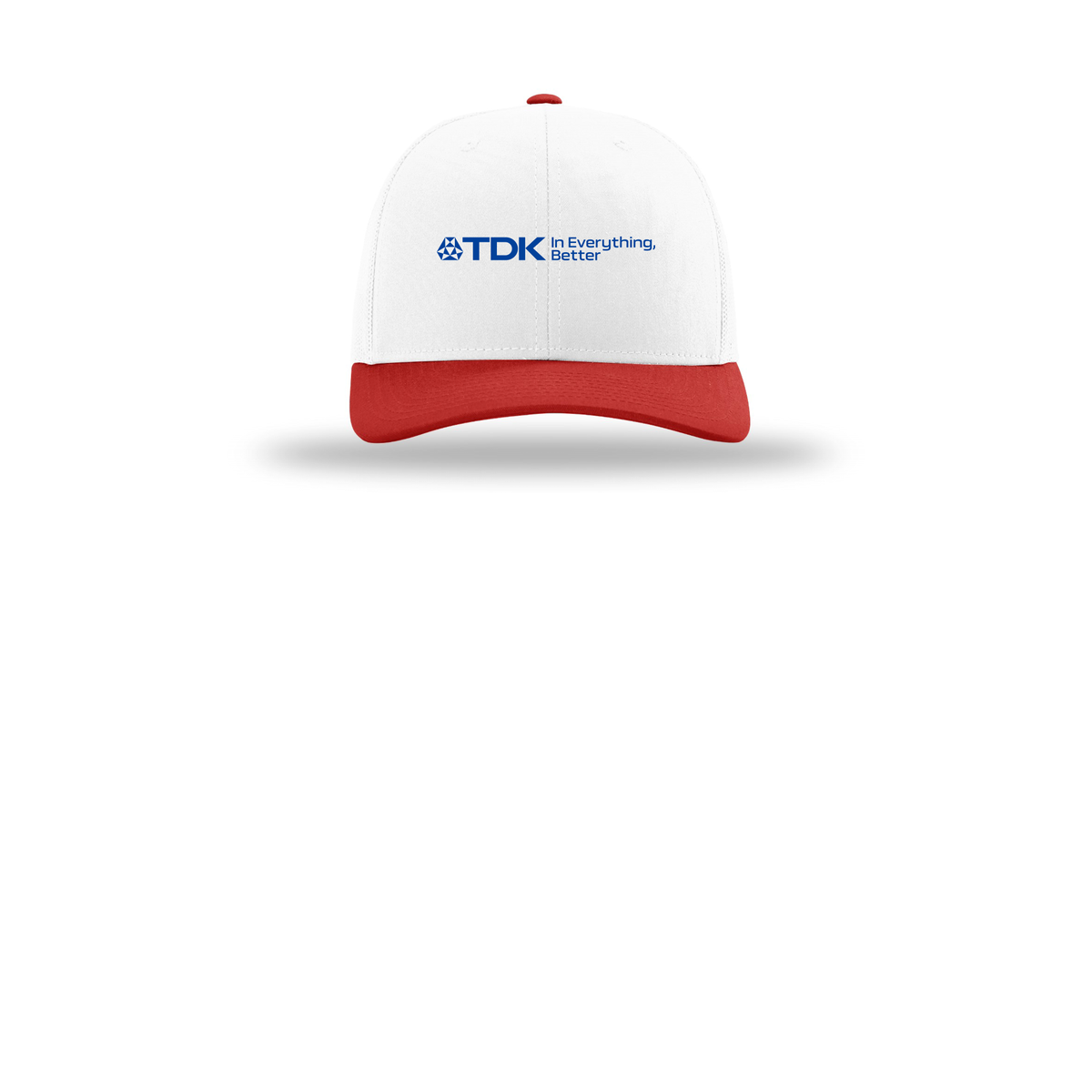 tdk-richardson-trucker-cap-embroidery-capfront-R112-whitewhitered-flat-front