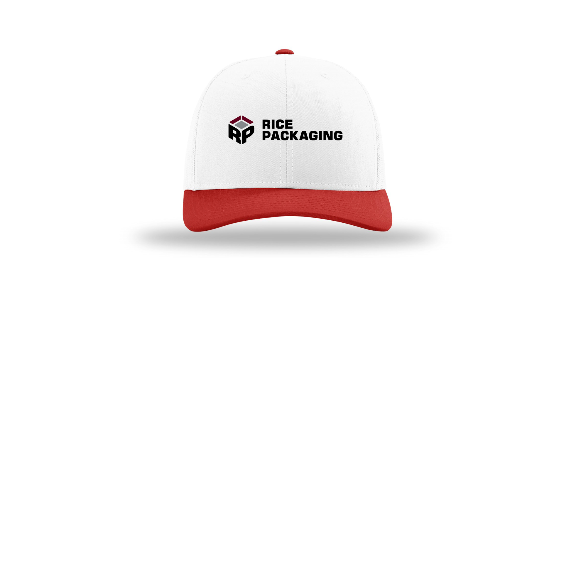 ricepackaging-richardson-trucker-cap-embroidery-capfront-R112-whitewhitered-flat-front