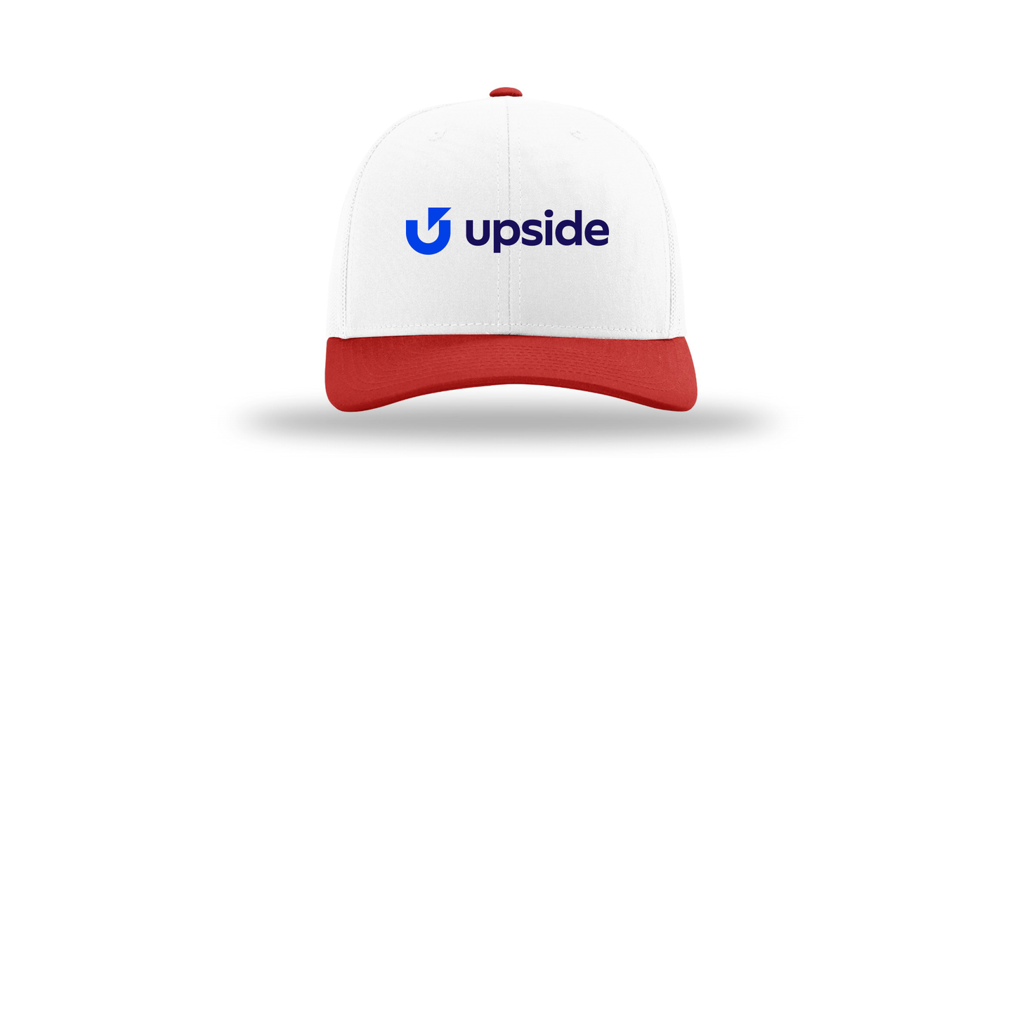 upside-richardson-trucker-cap-embroidery-capfront-R112-whitewhitered-flat-front