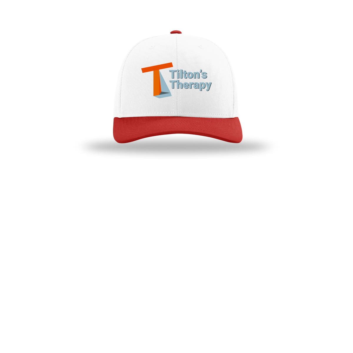 tiltonstherapy-richardson-trucker-cap-embroidery-capfront-R112-whitewhitered-flat-front