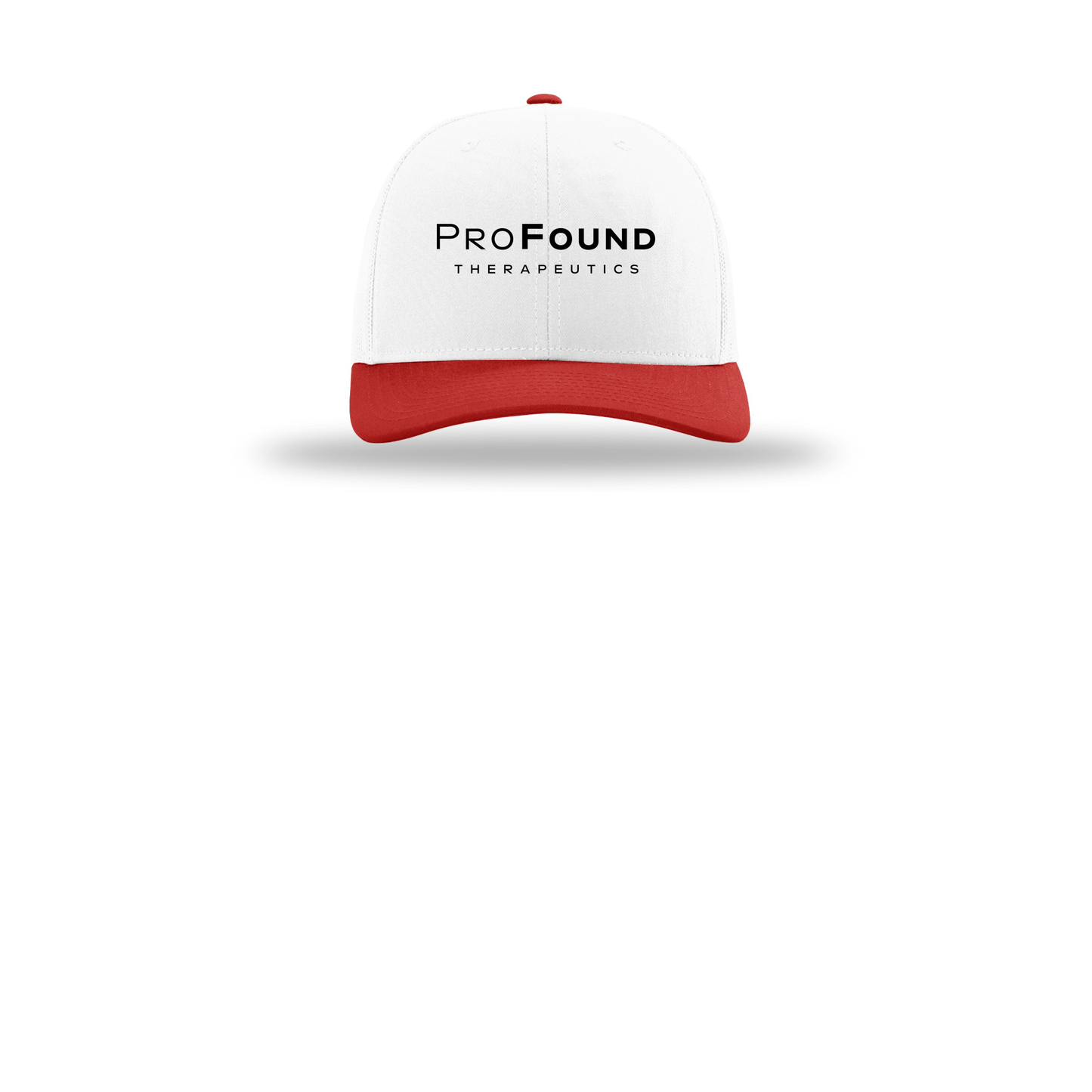profoundtx-richardson-trucker-cap-embroidery-capfront-R112-whitewhitered-flat-front
